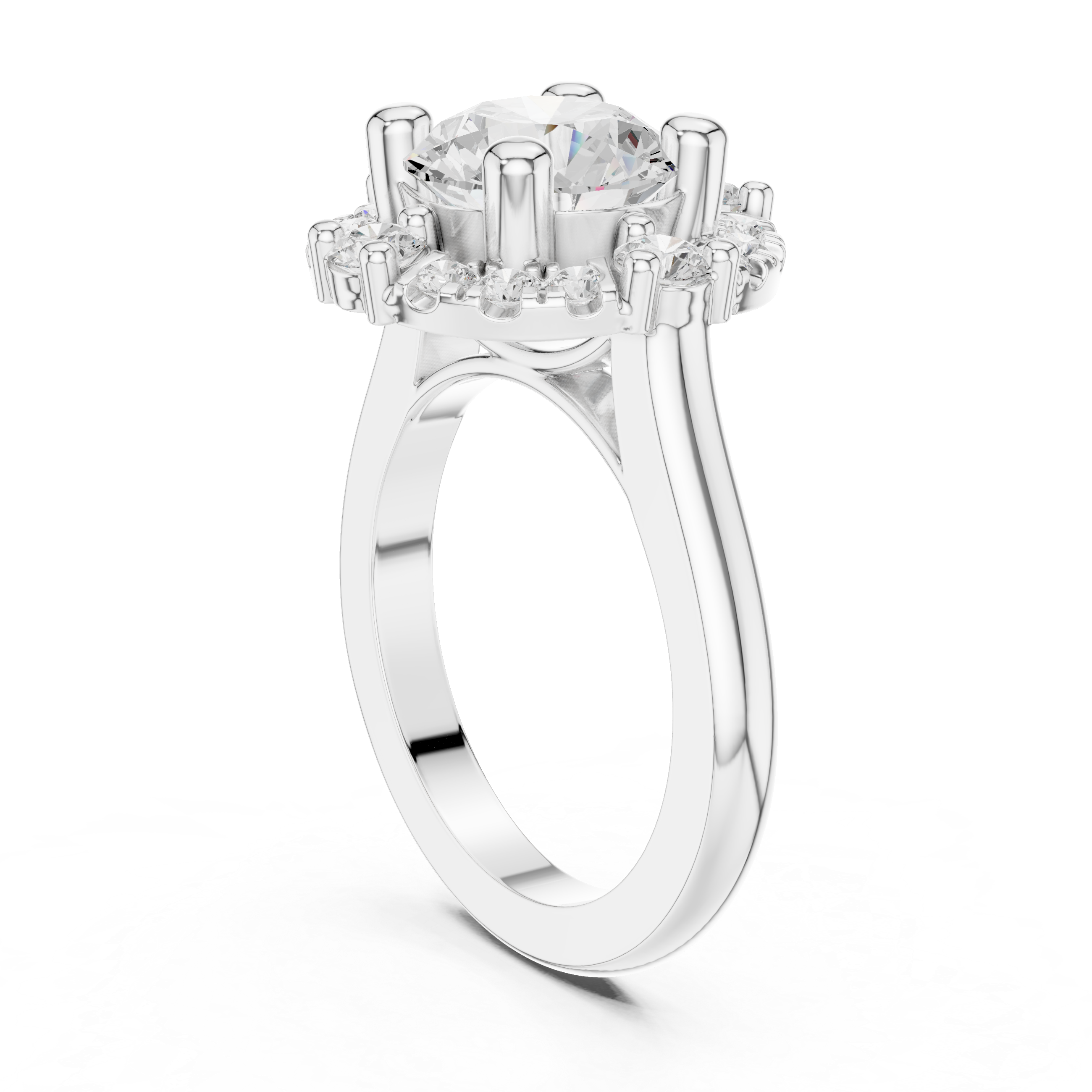 Vintage Floral Round Halo Engagement Ring