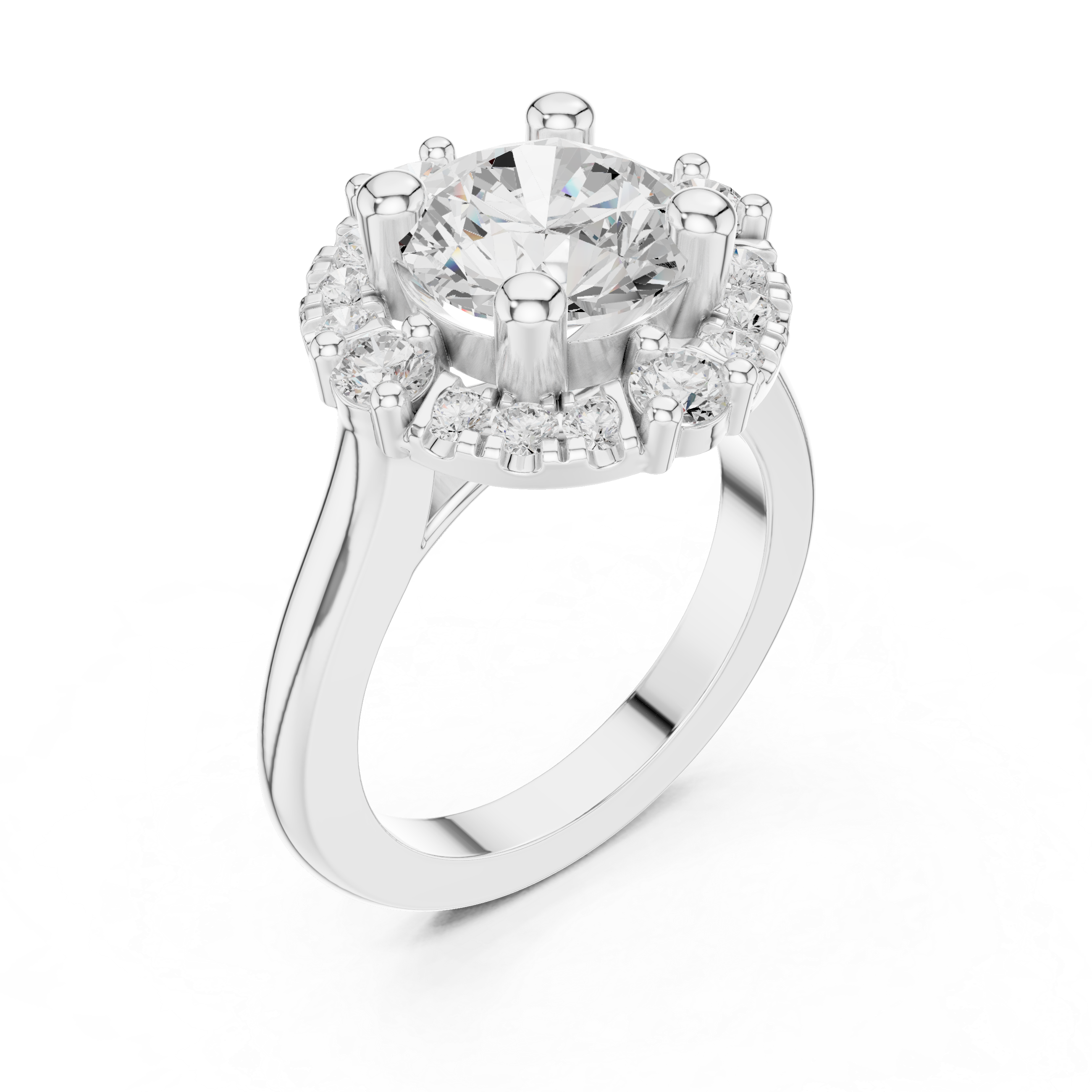 Vintage Floral Round Halo Engagement Ring