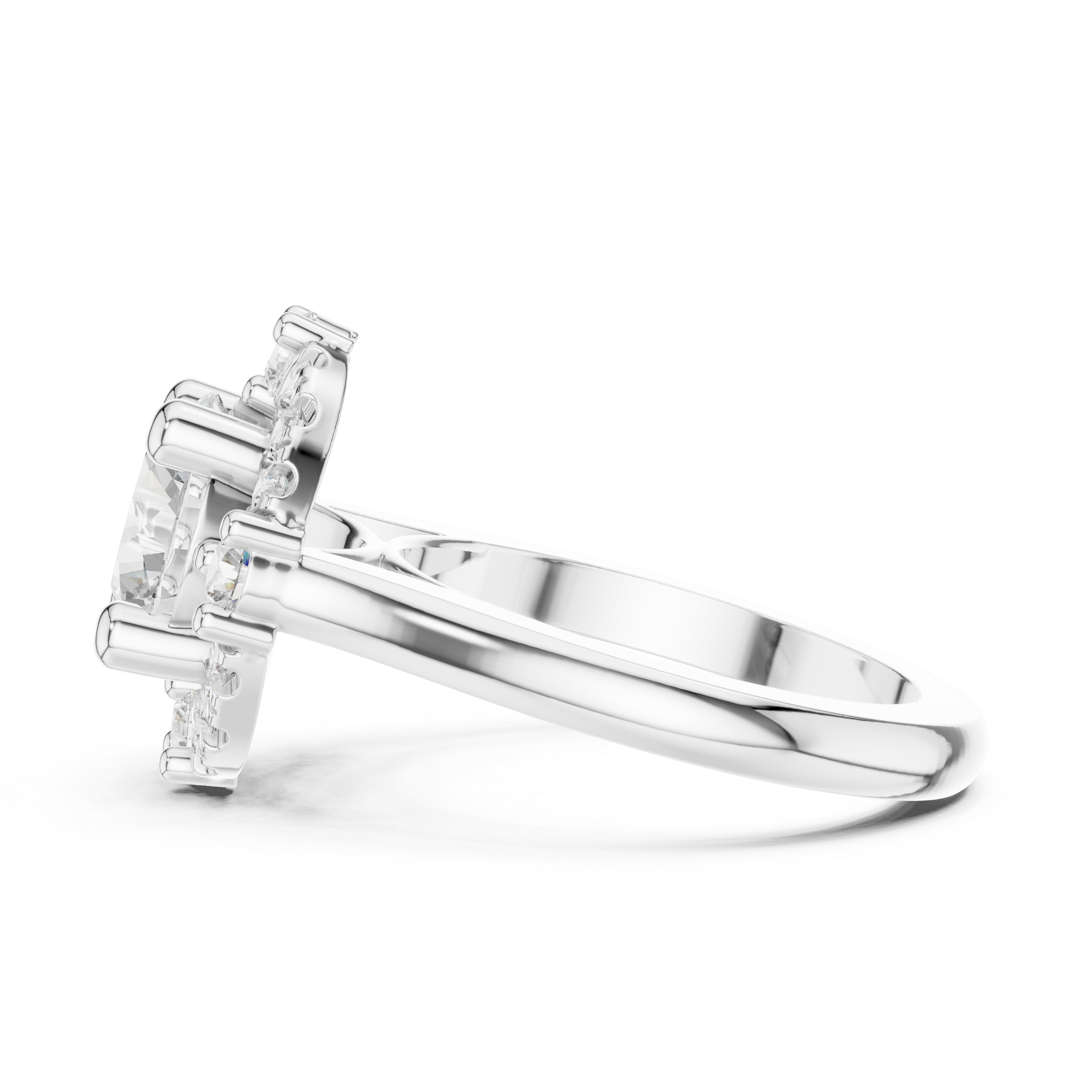 Vintage Floral Round Halo Engagement Ring