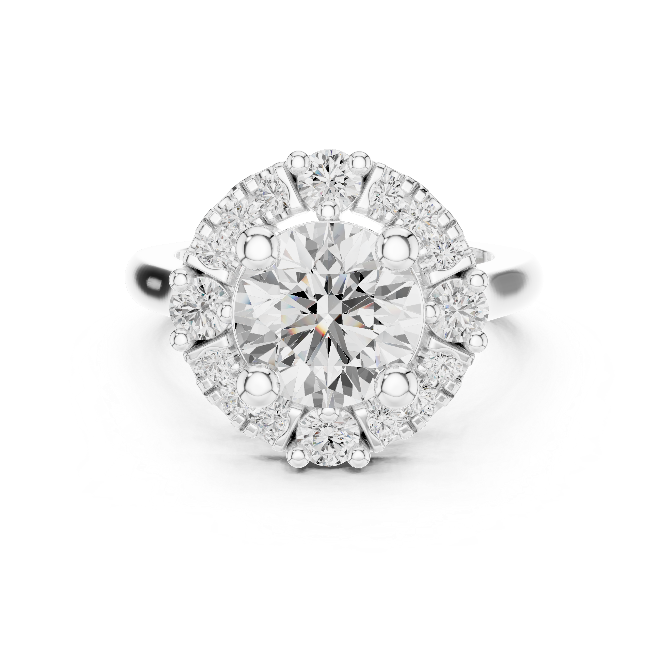 Vintage Floral Round Halo Engagement Ring