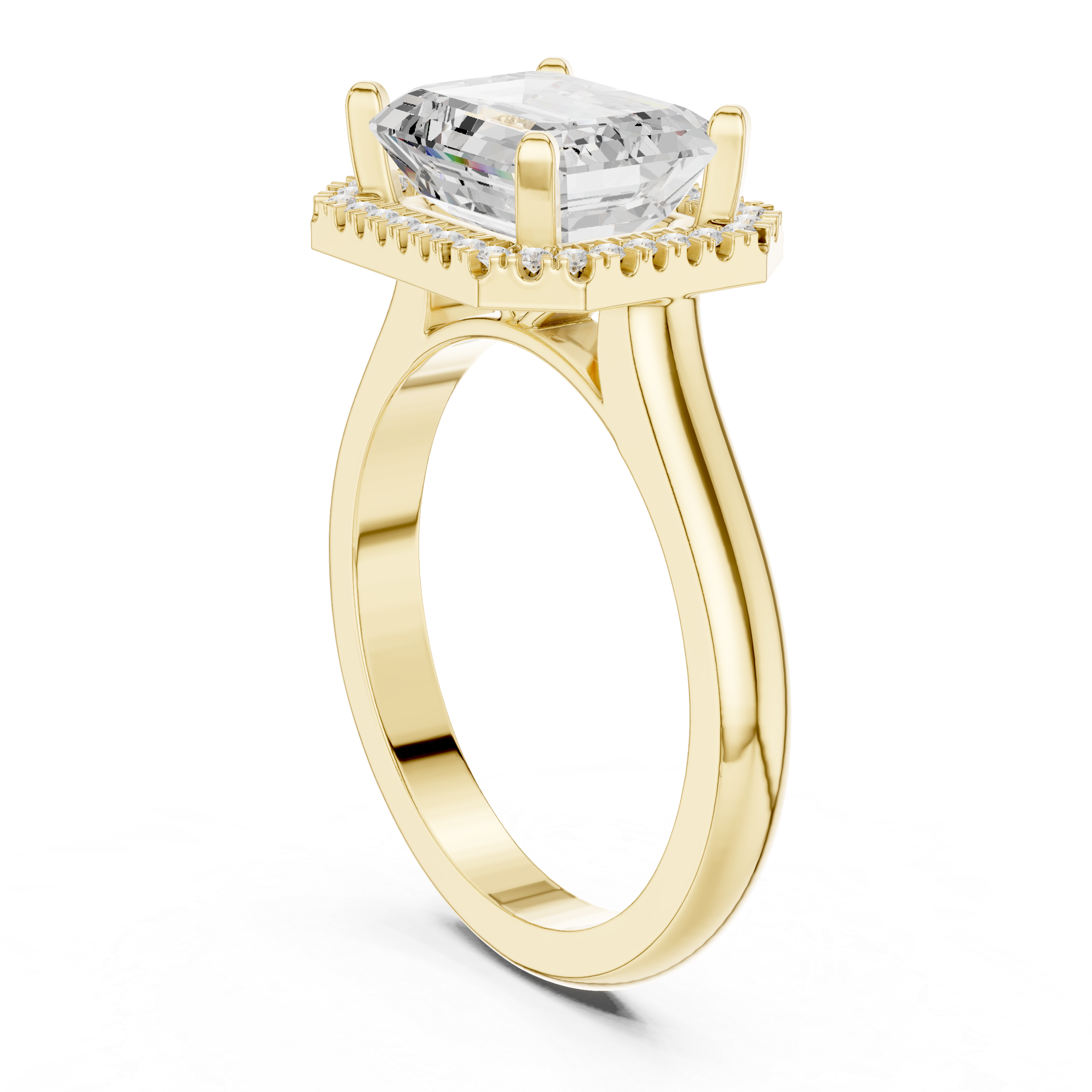 Emerald Cut Halo Engagement Ring