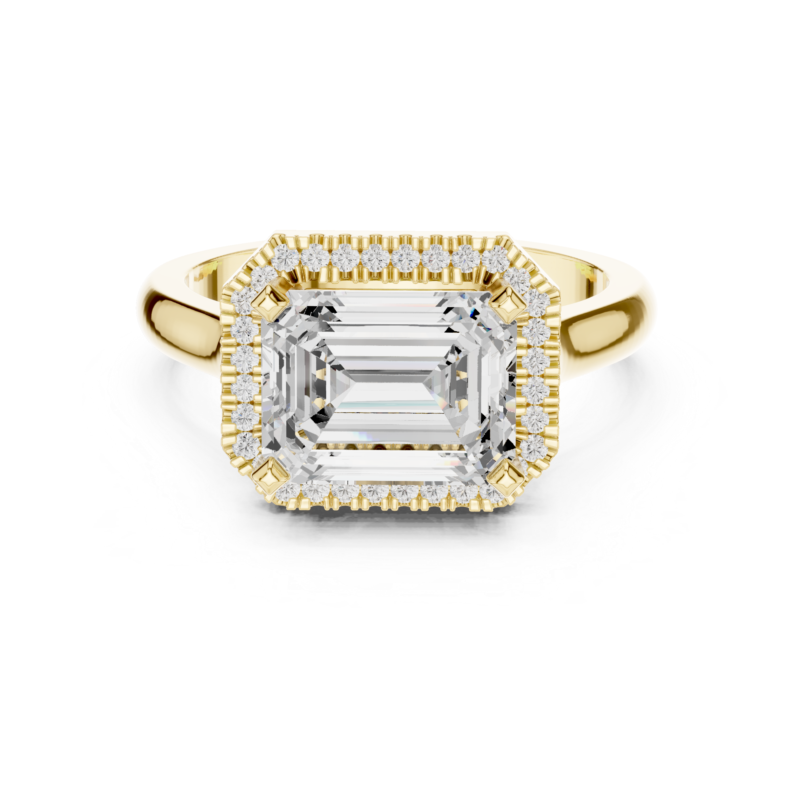 Emerald Cut Halo Engagement Ring