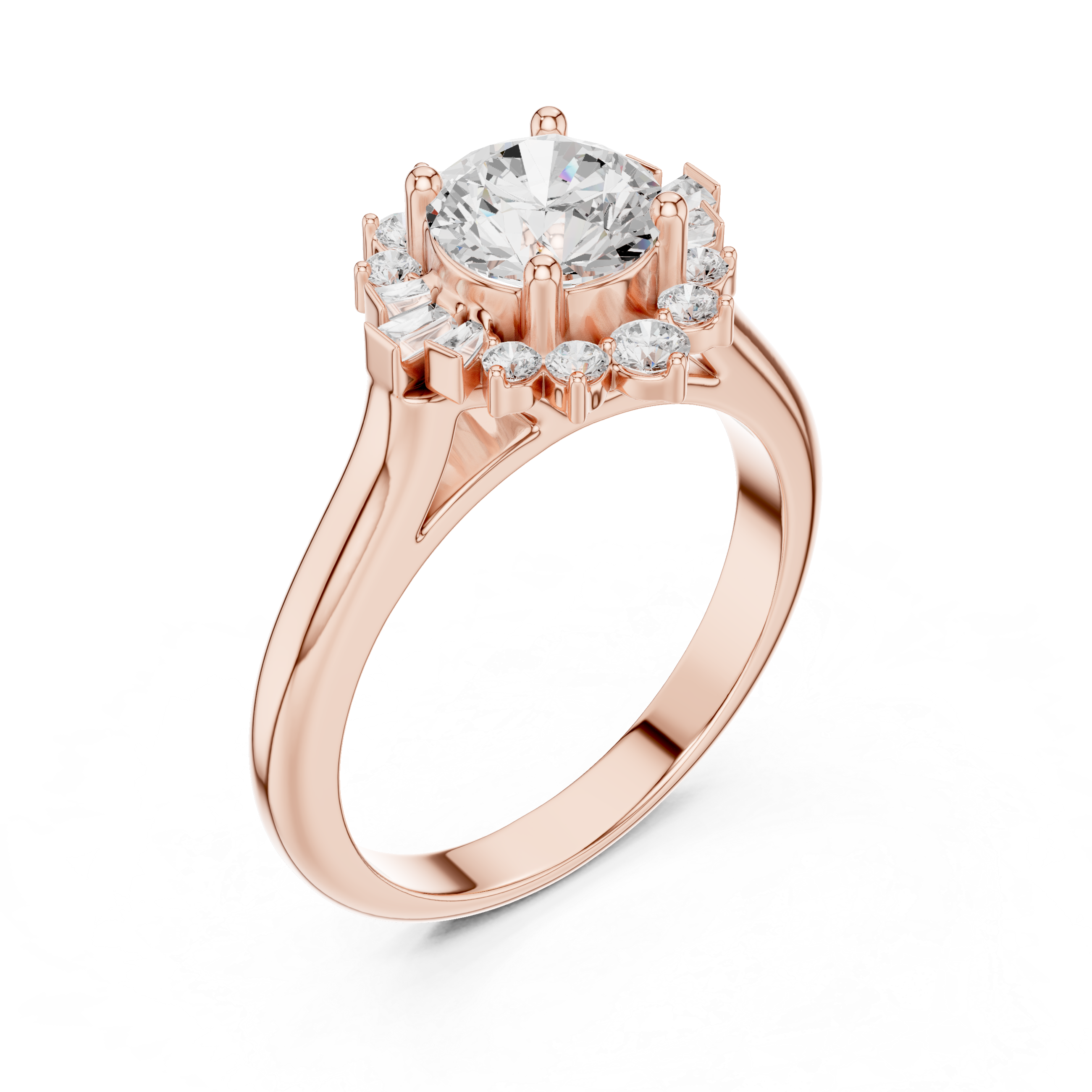 Round Floral Cluster Engagement Ring