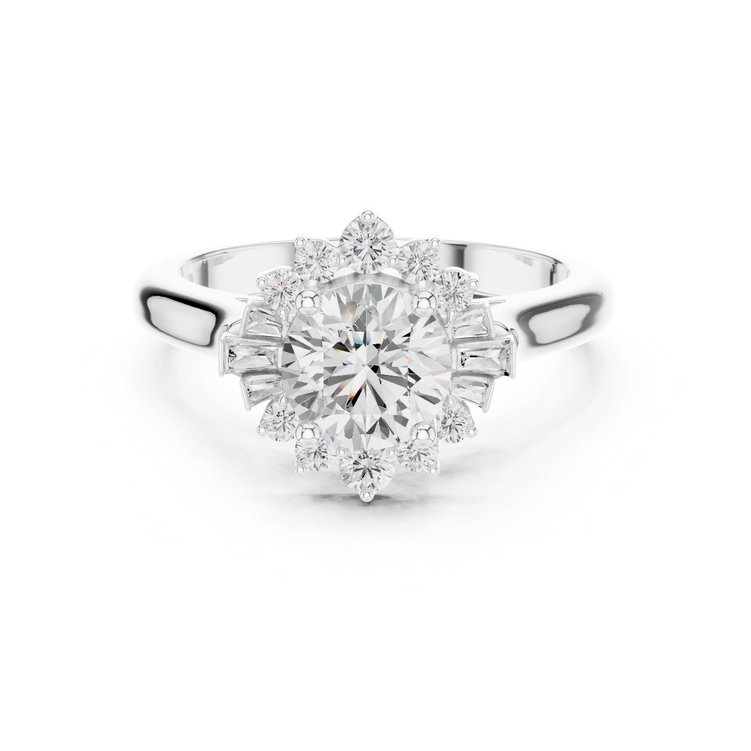 Round Floral Cluster Engagement Ring