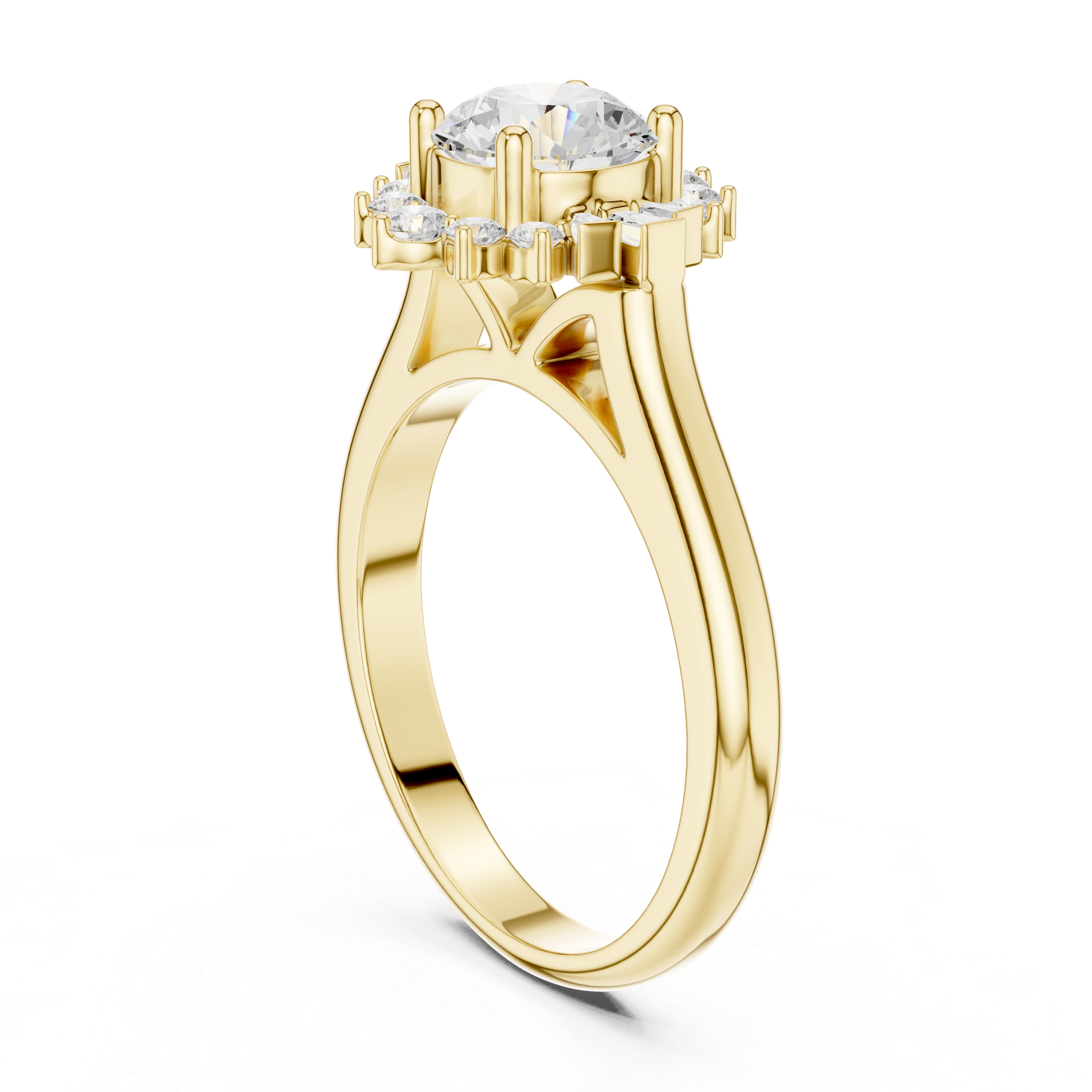 Round Floral Cluster Engagement Ring