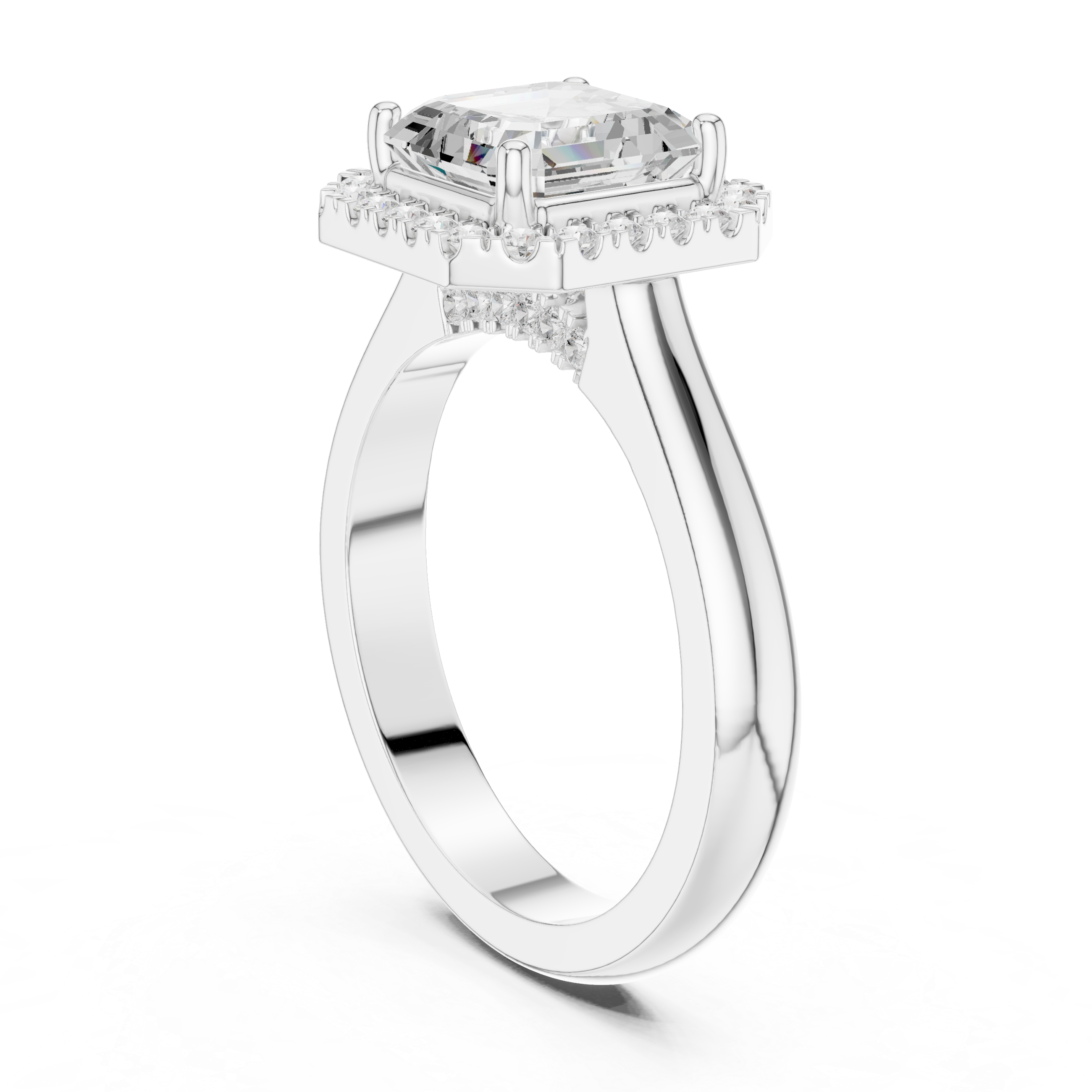 Asscher Halo Engagement Ring