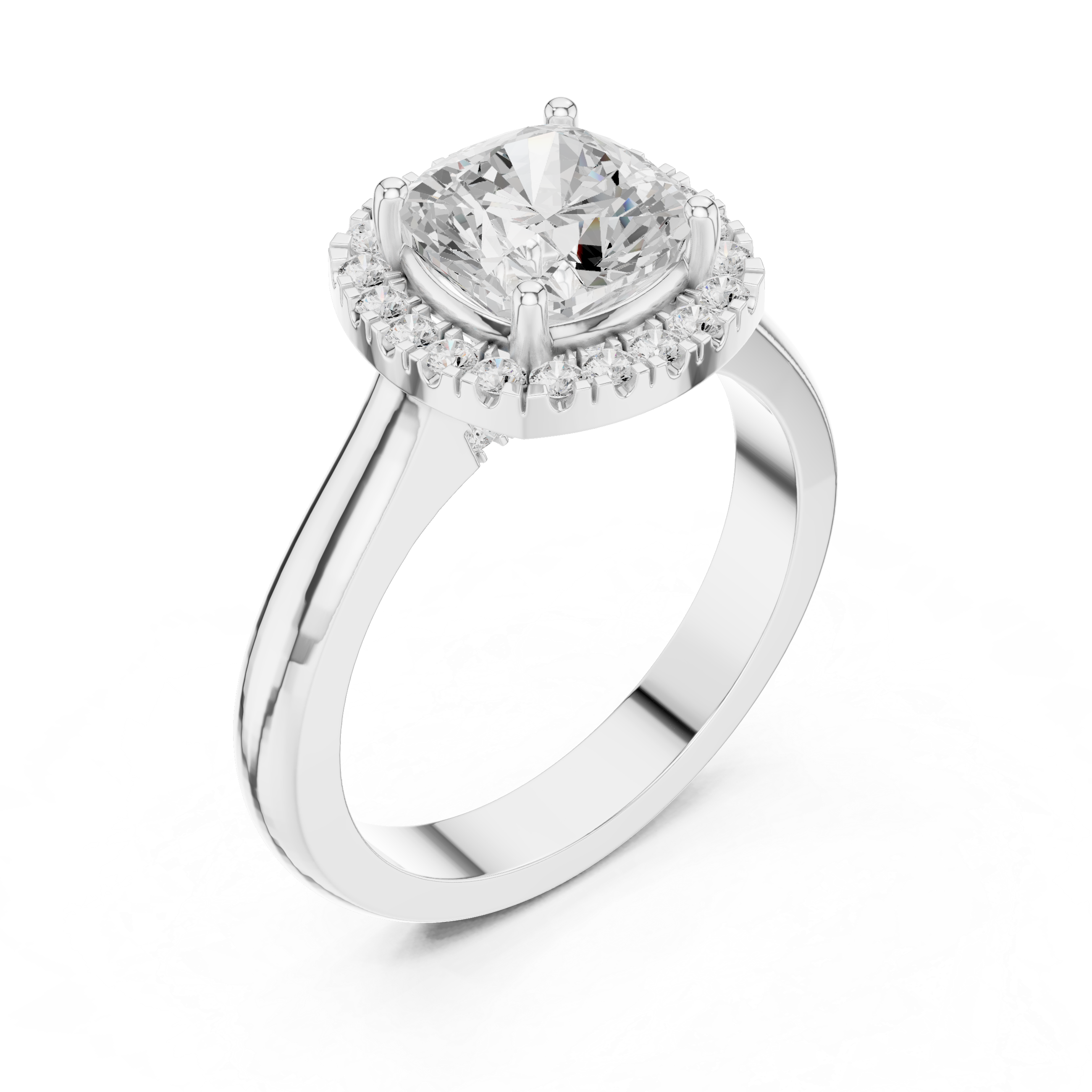 Cushion Halo Engagement Ring