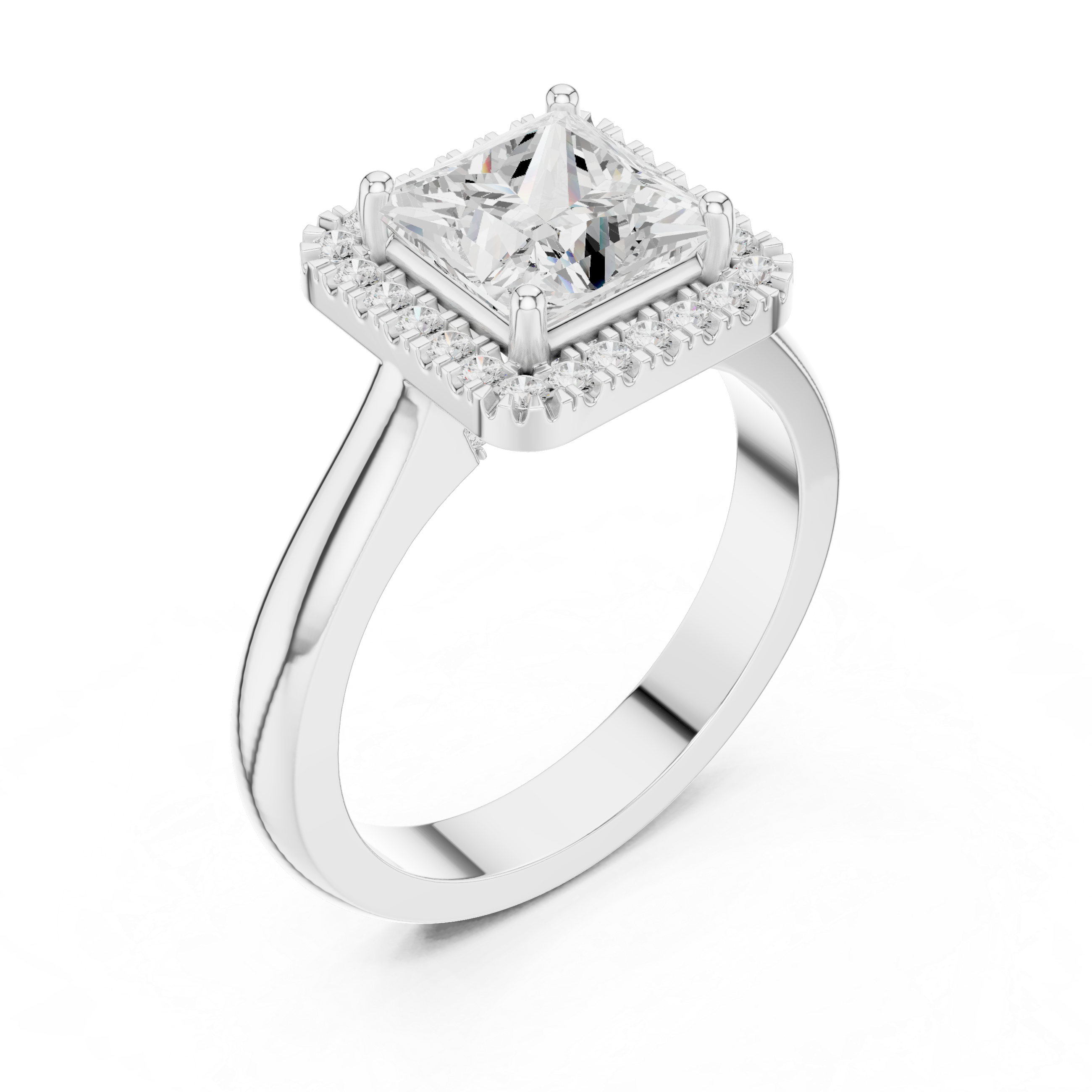Princess Cut Halo Engagement Ring