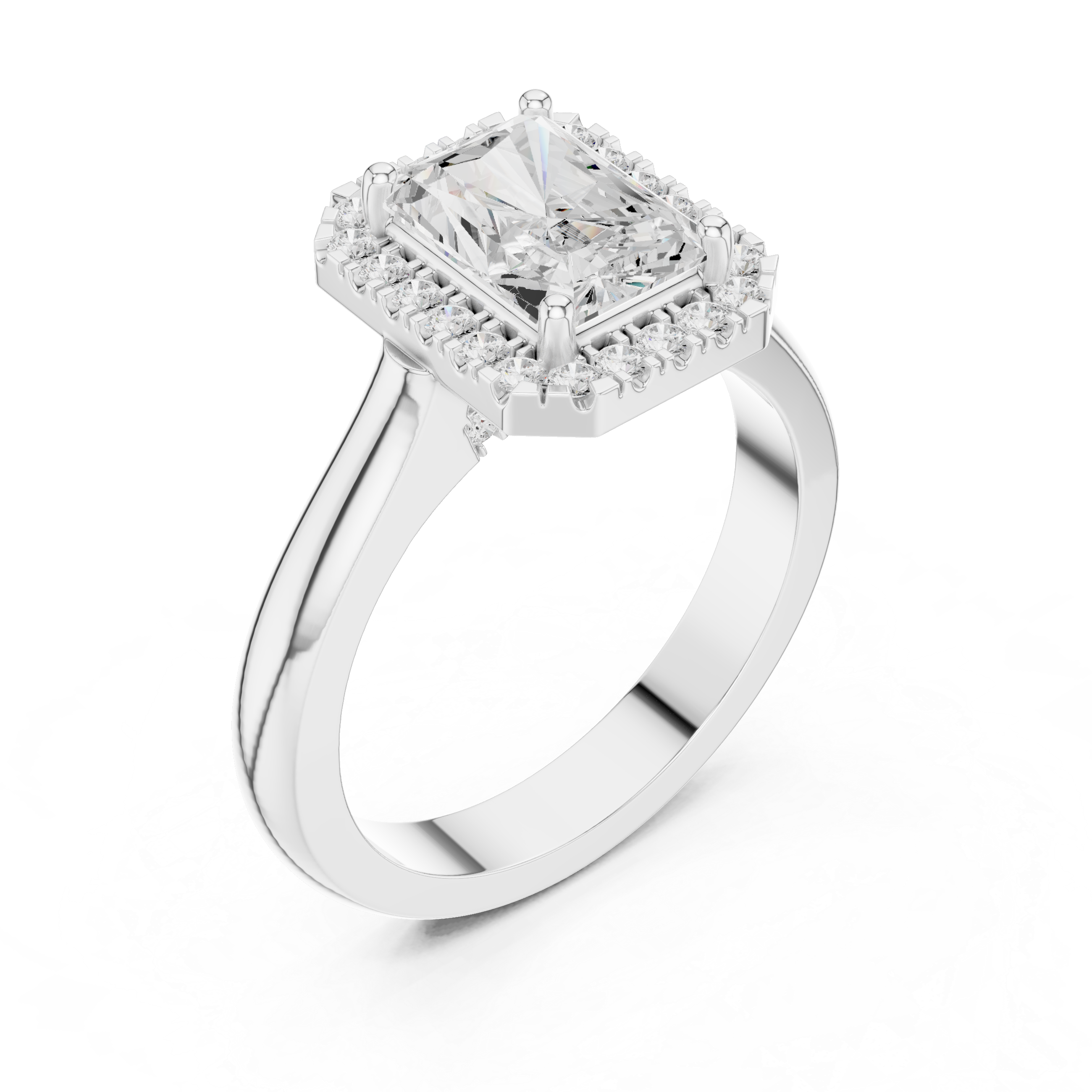 Radiant Cut Halo Engagement Ring