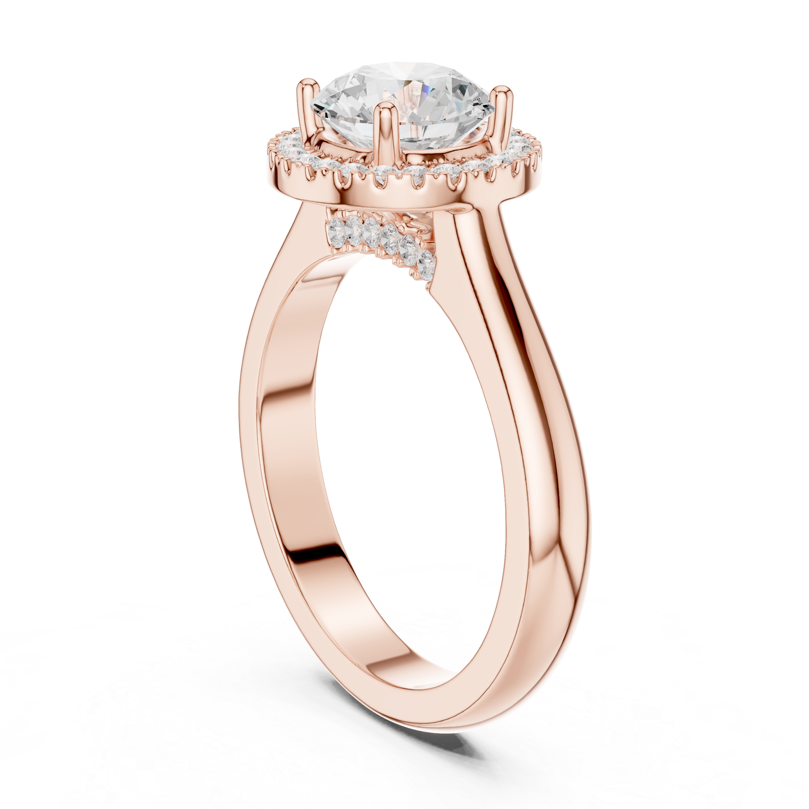 Round Cut Hidden Halo Engagement Ring