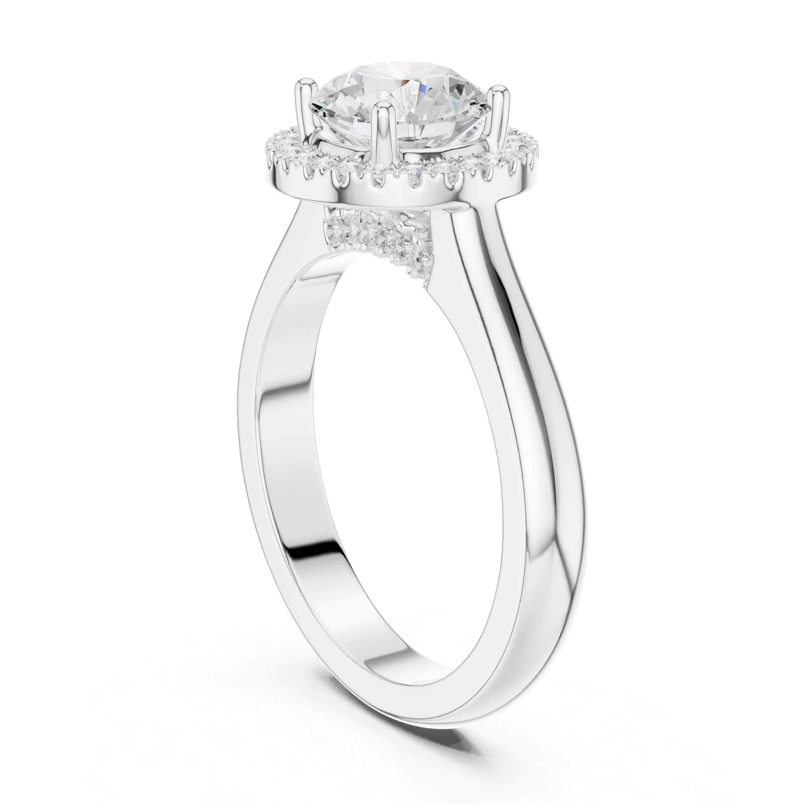 Round Cut Hidden Halo Engagement Ring