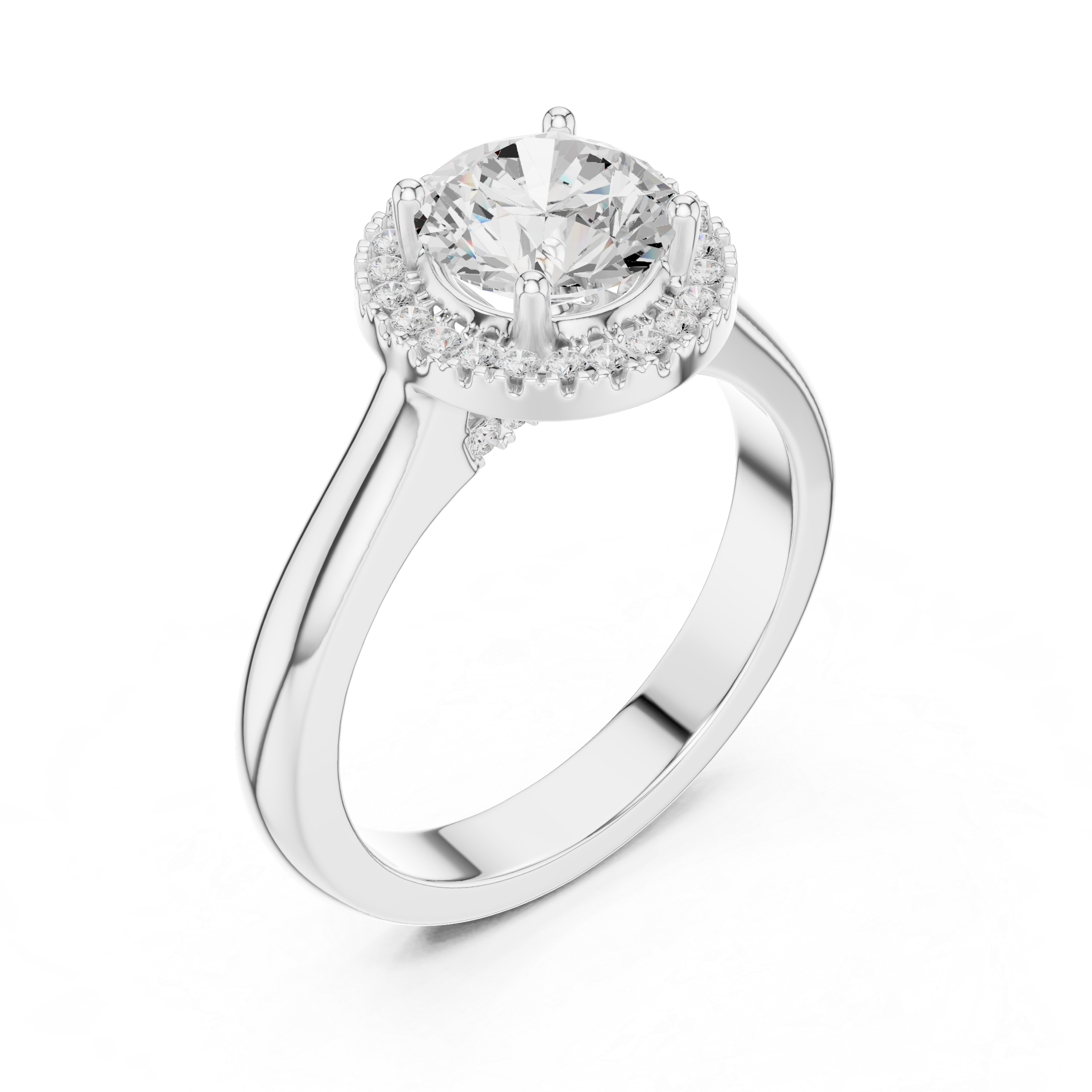 Round Cut Hidden Halo Engagement Ring
