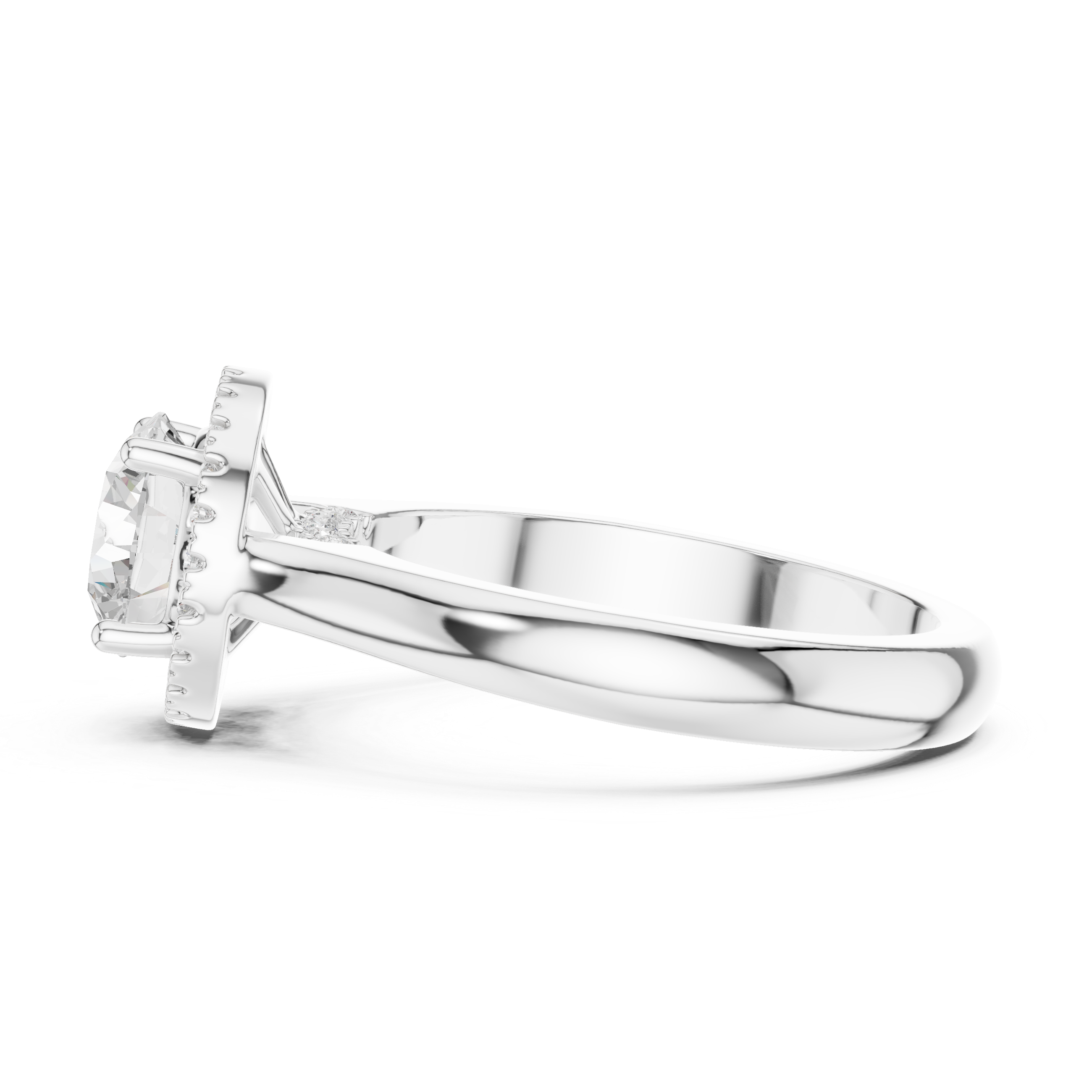 Round Cut Hidden Halo Engagement Ring