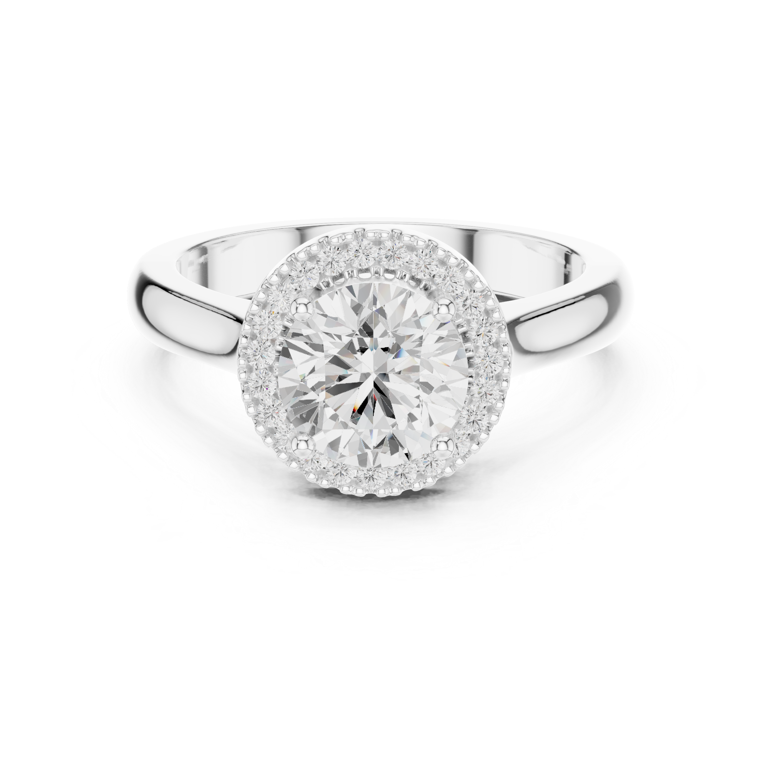 Round Cut Hidden Halo Engagement Ring