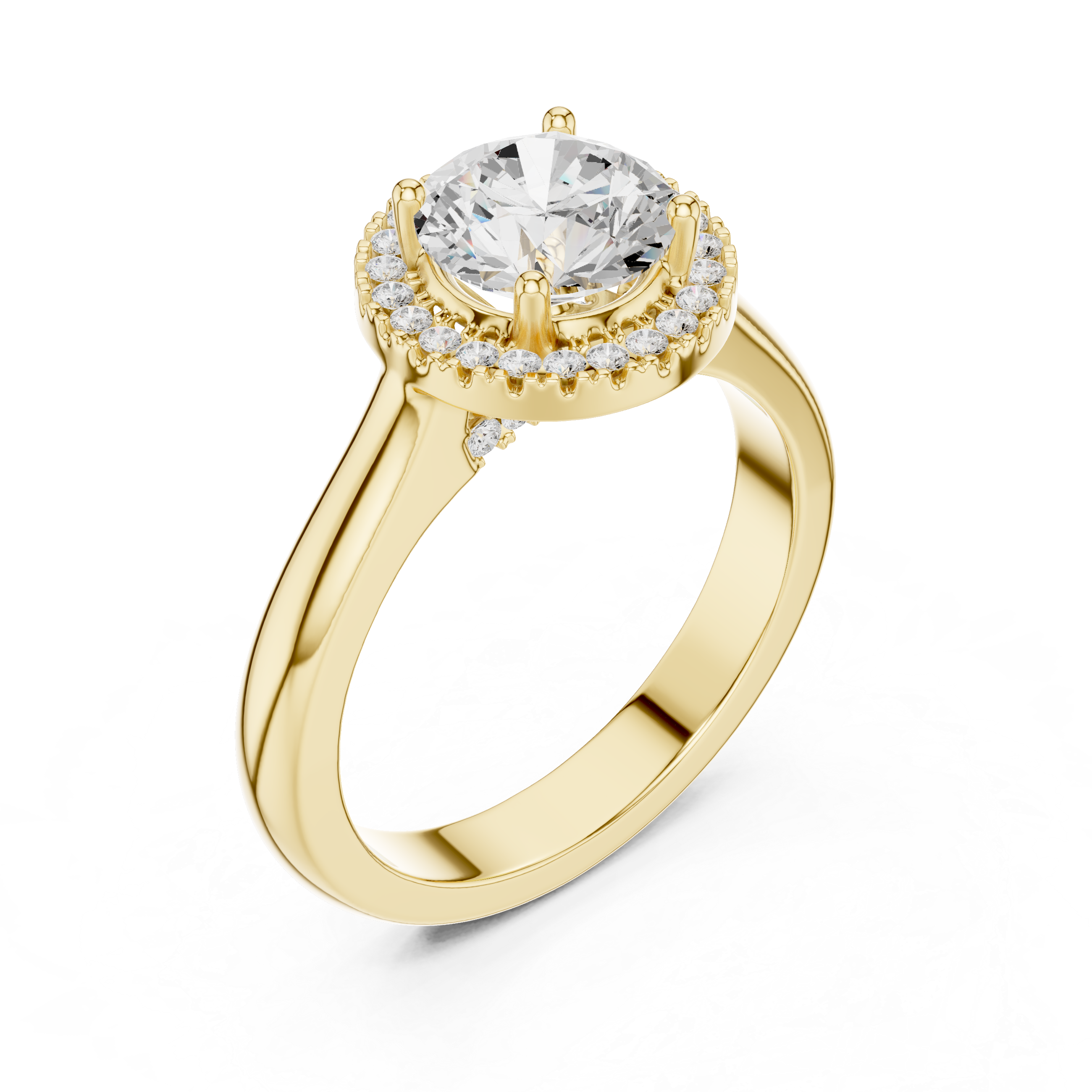 Round Cut Hidden Halo Engagement Ring