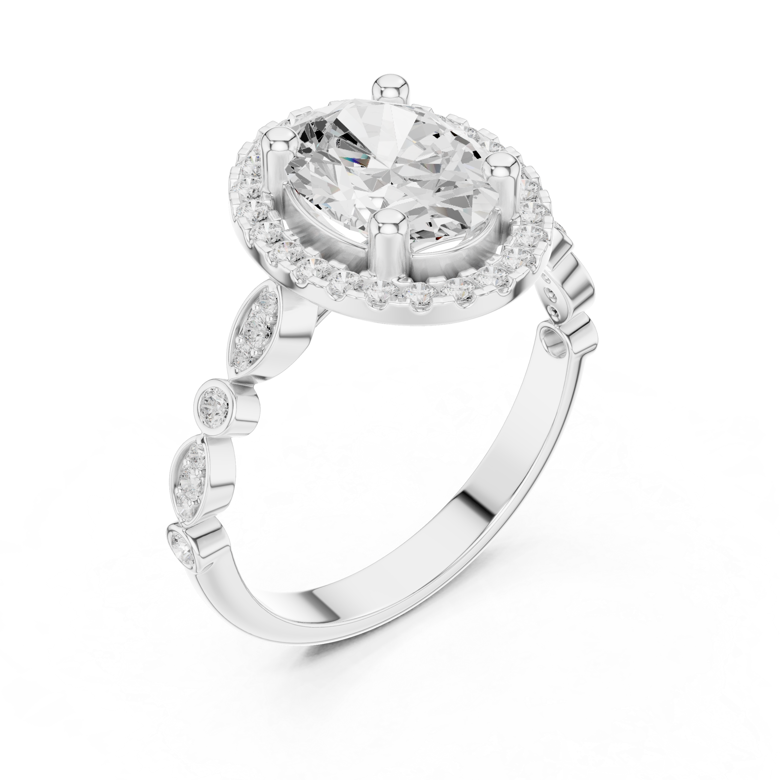 Oval Halo Diamond Engagement Ring