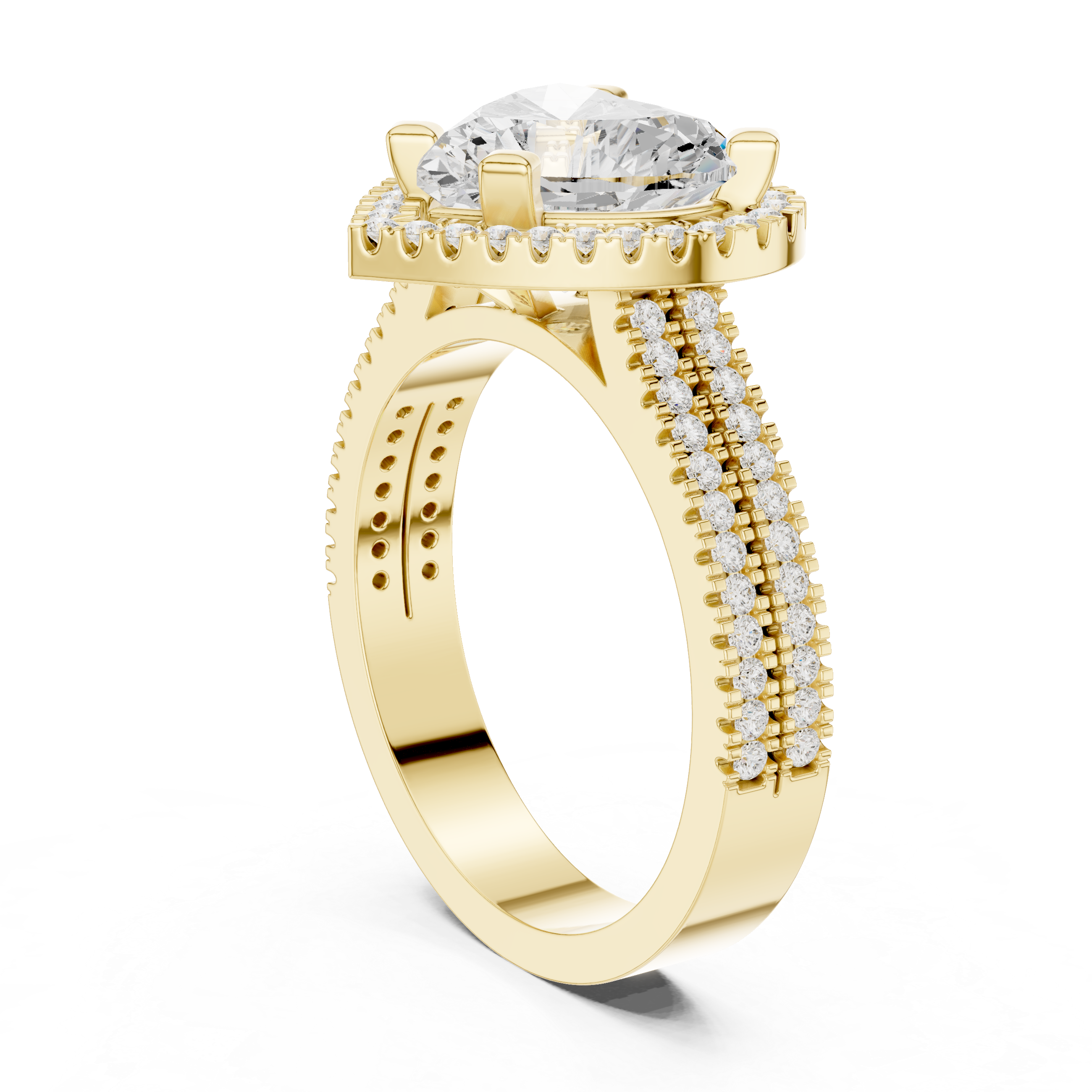 Heart Cut Triple Band Halo Ring