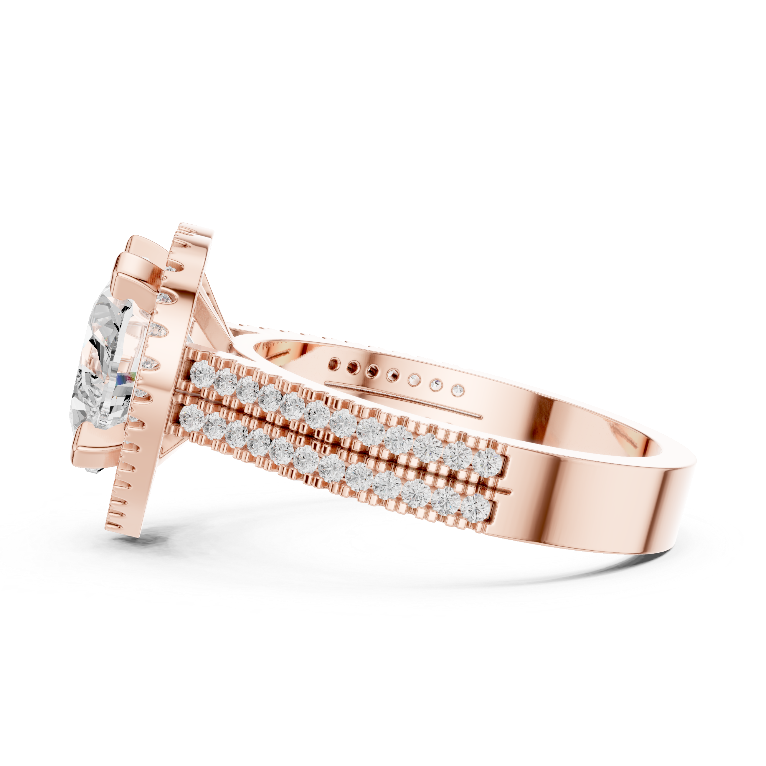 Heart Cut Triple Band Halo Ring