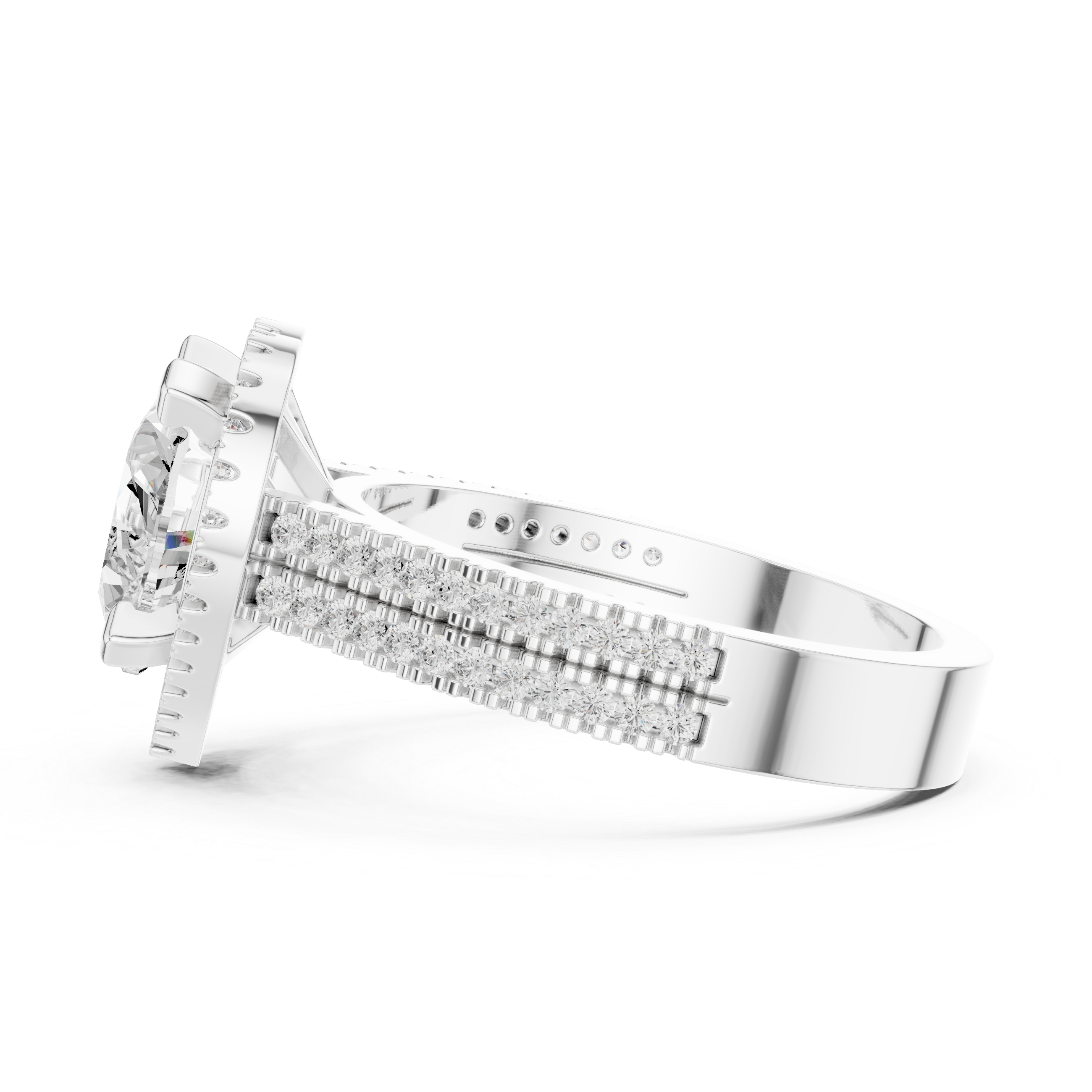 Heart Cut Triple Band Halo Ring