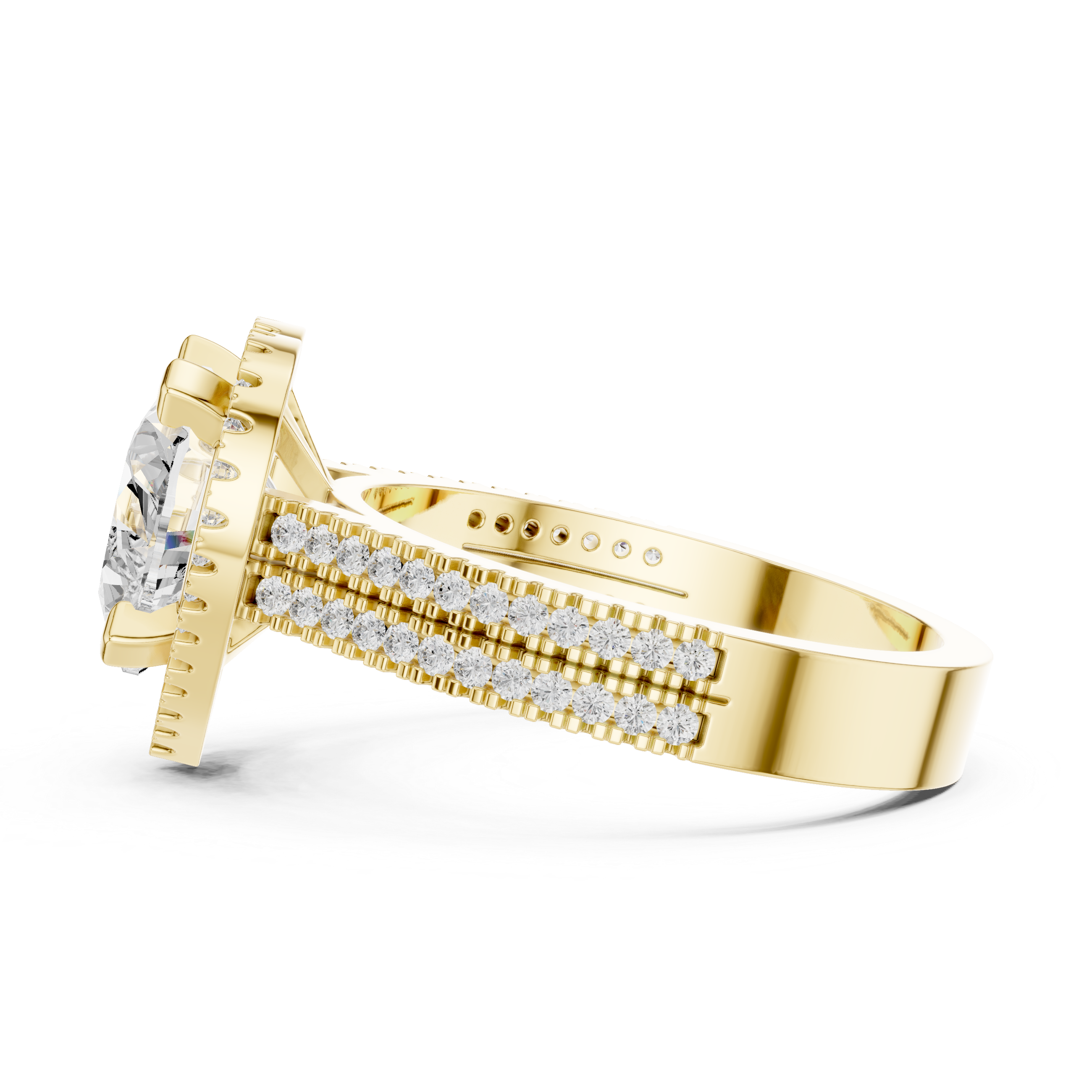 Heart Cut Triple Band Halo Ring