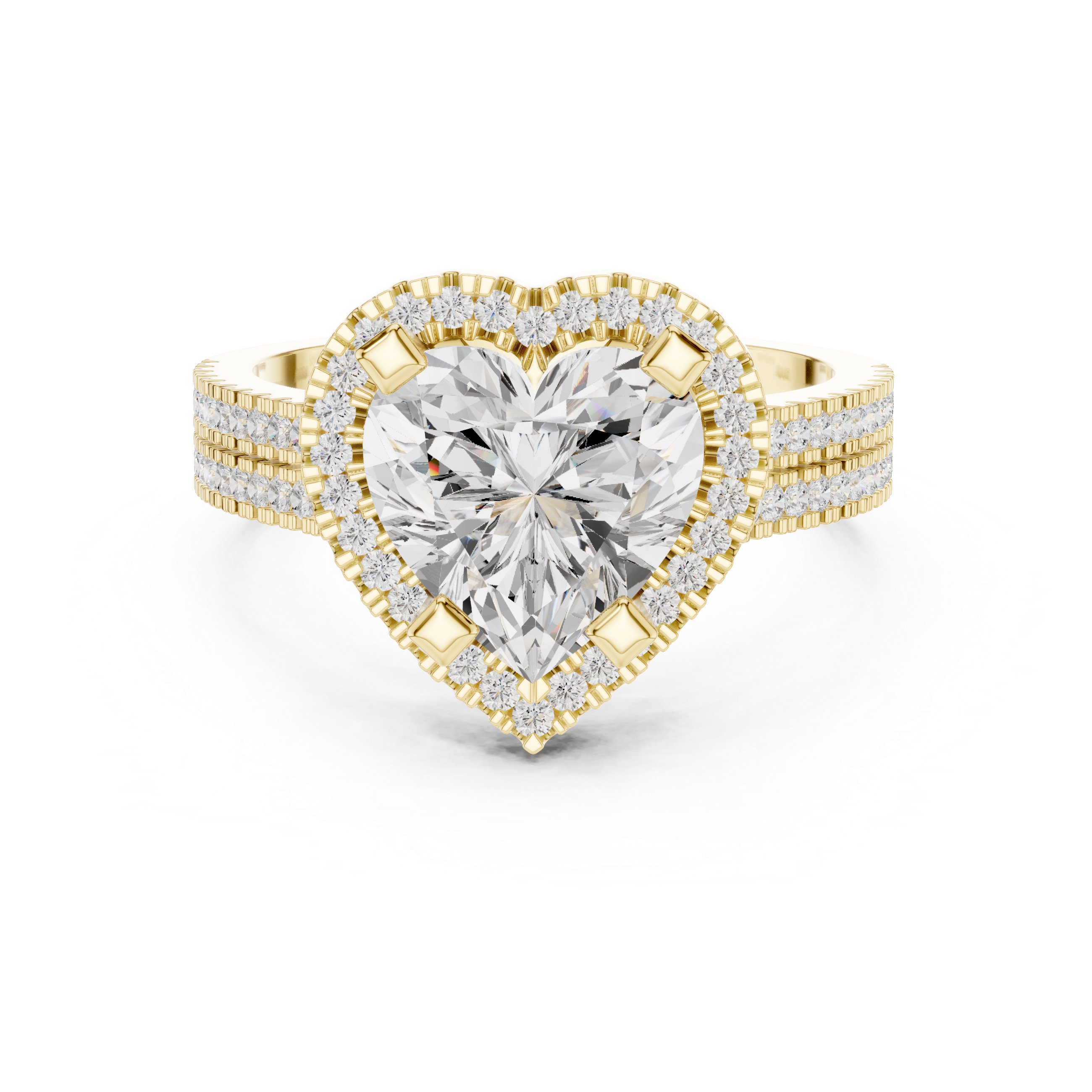 Heart Cut Triple Band Halo Ring