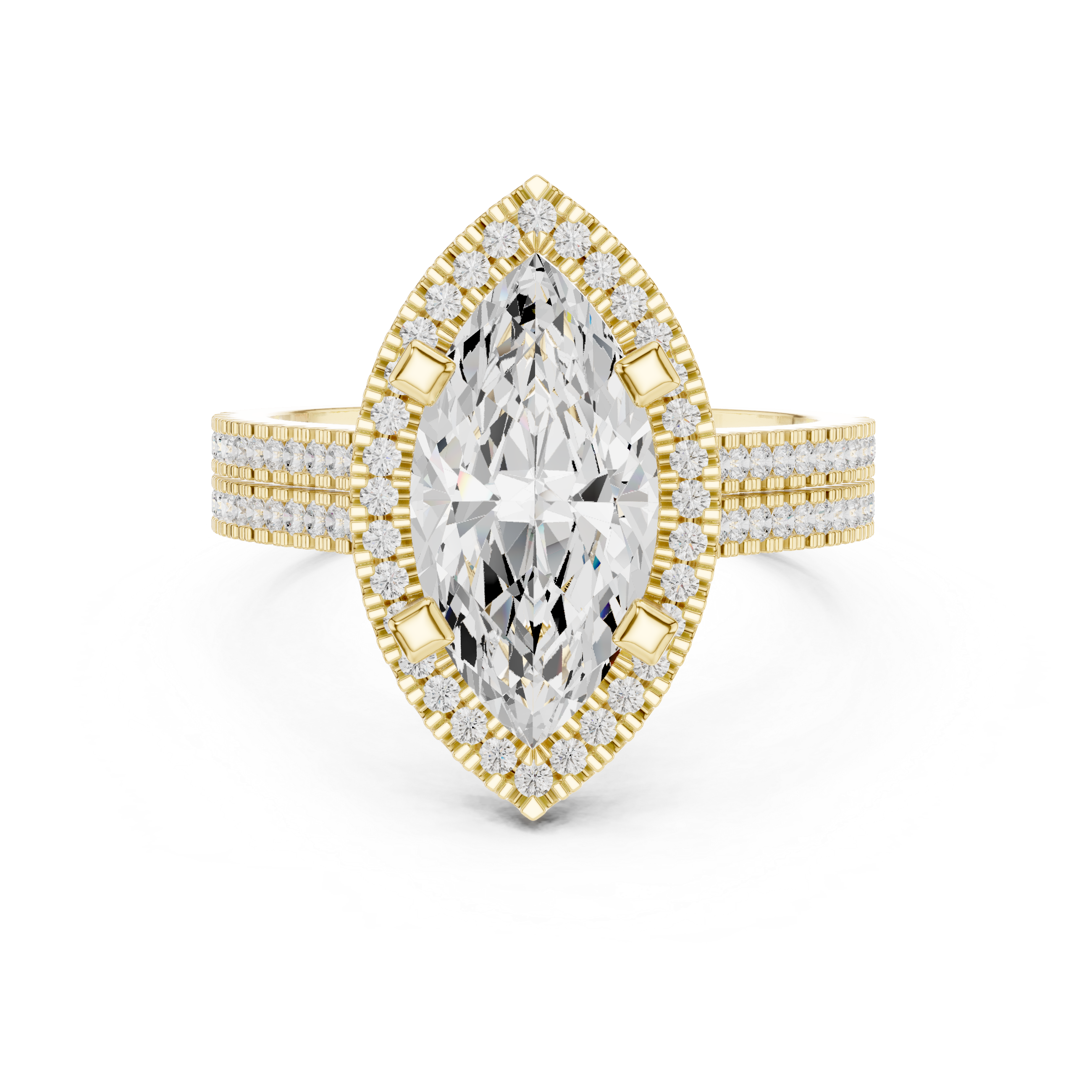 Marquise Cut Triple Band Halo Ring