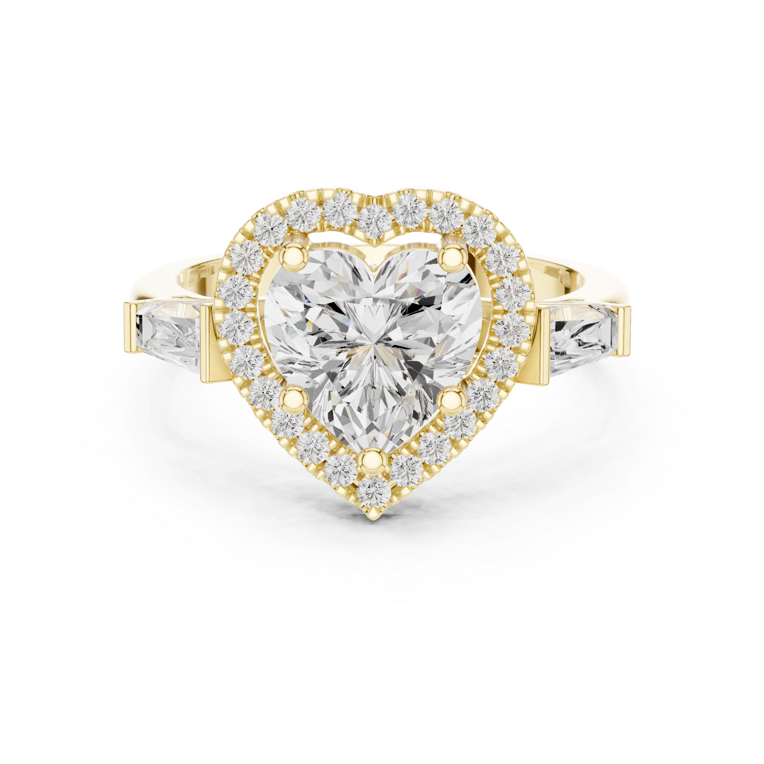 Heart Halo Trapezoid Engagement Ring
