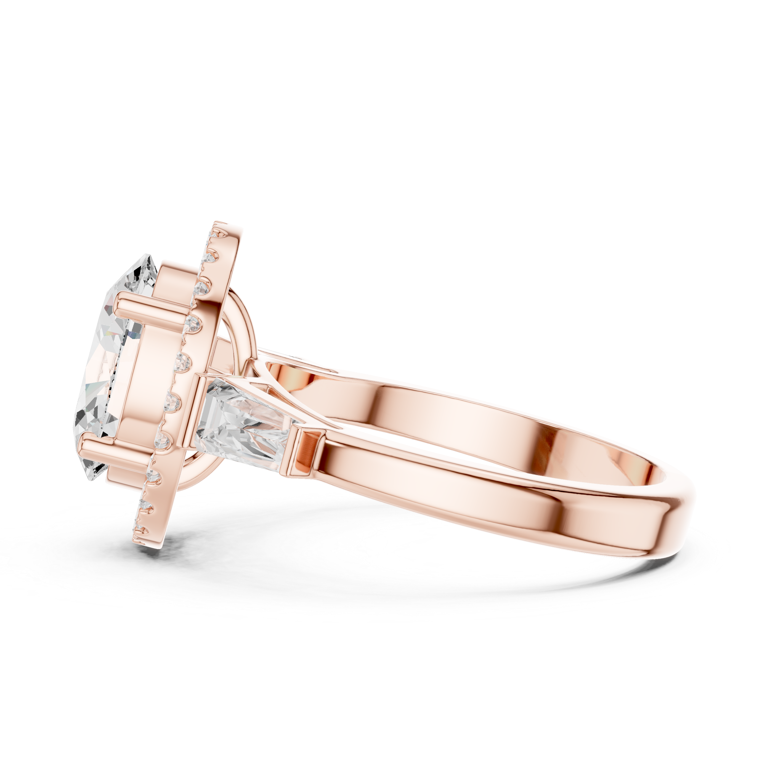 Oval Halo Three Stone Ring