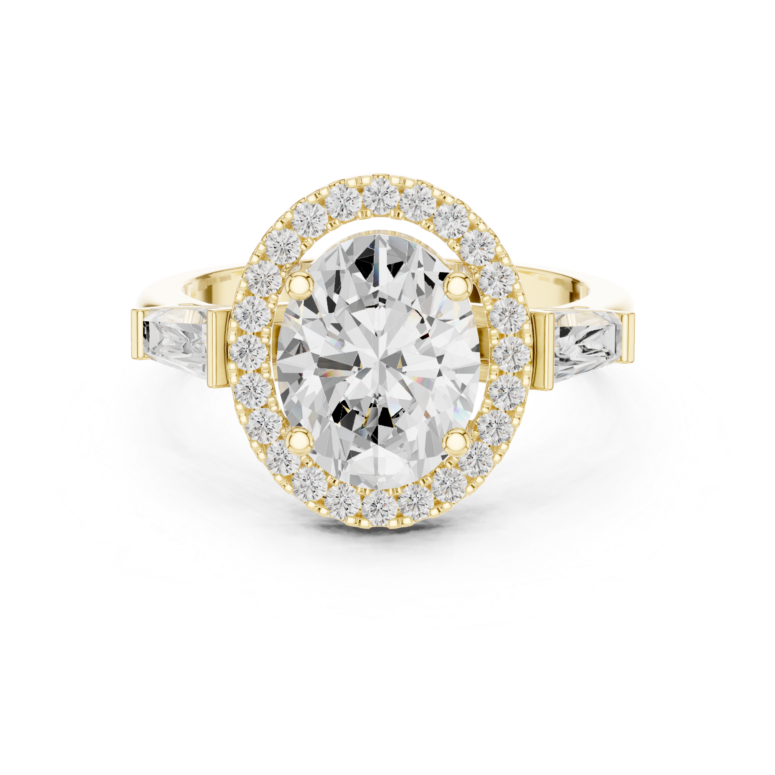 Oval Halo Three Stone Ring