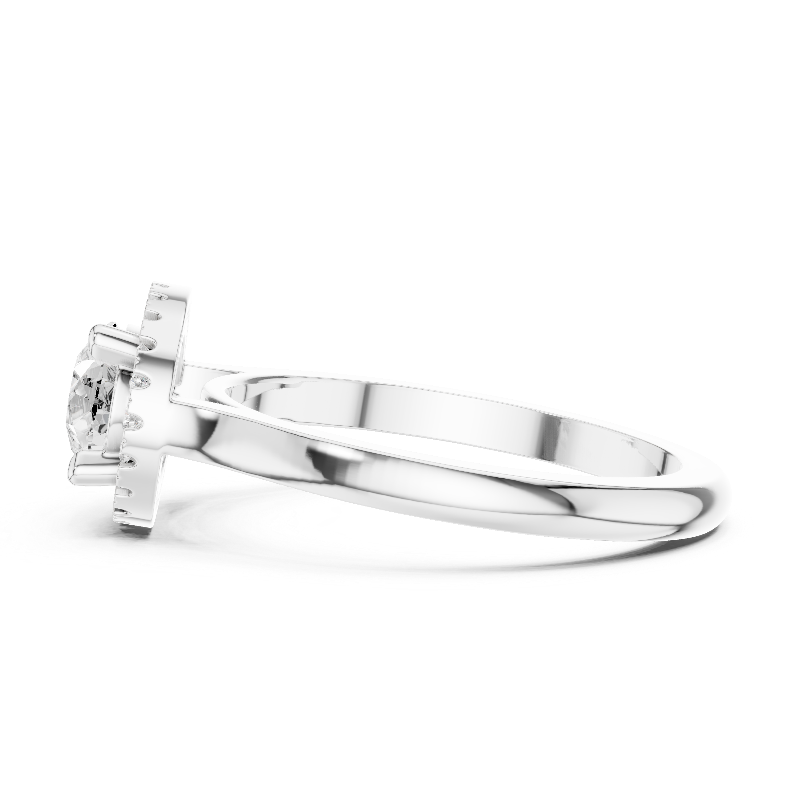 East-West Pear Halo Engagement Ring