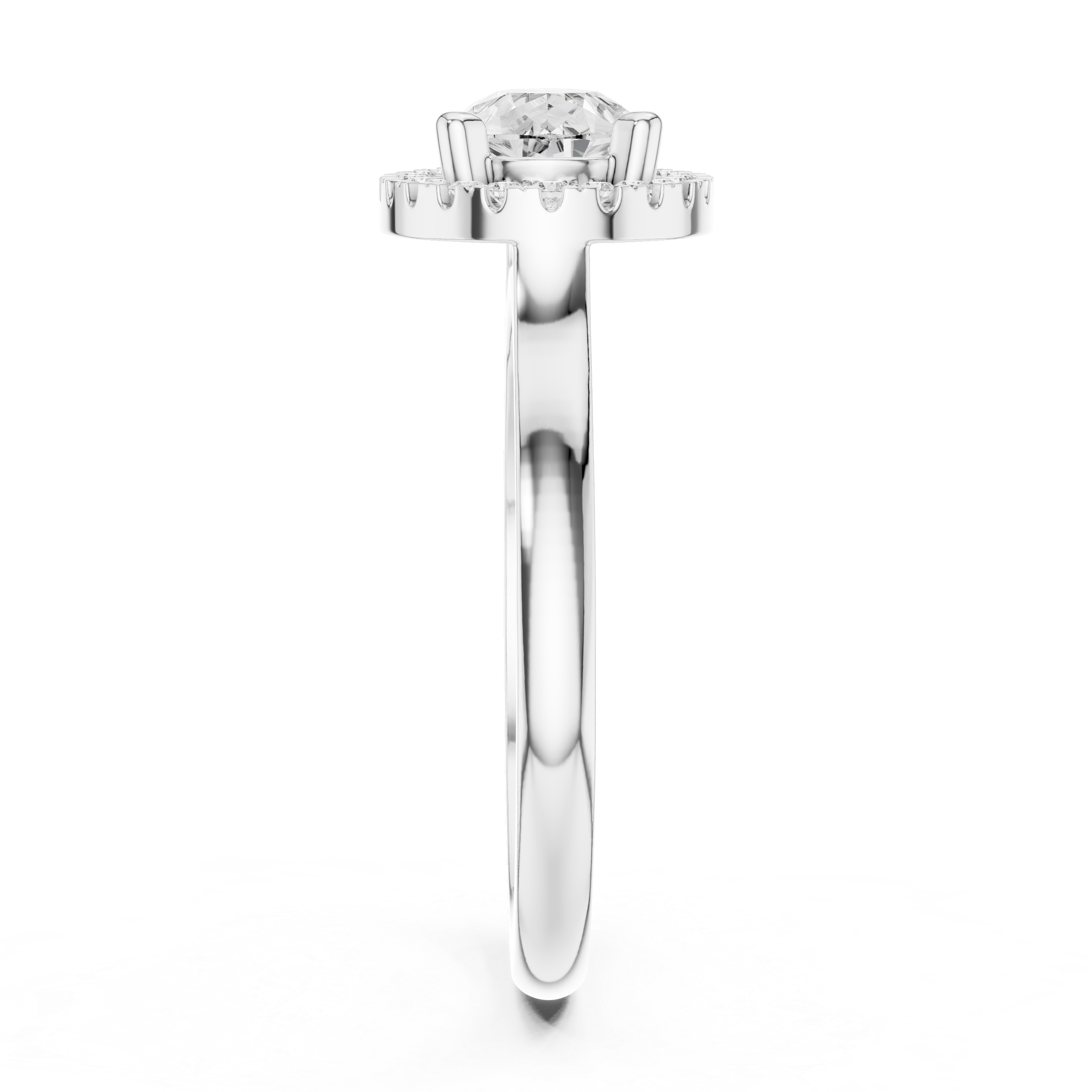 East-West Pear Halo Engagement Ring