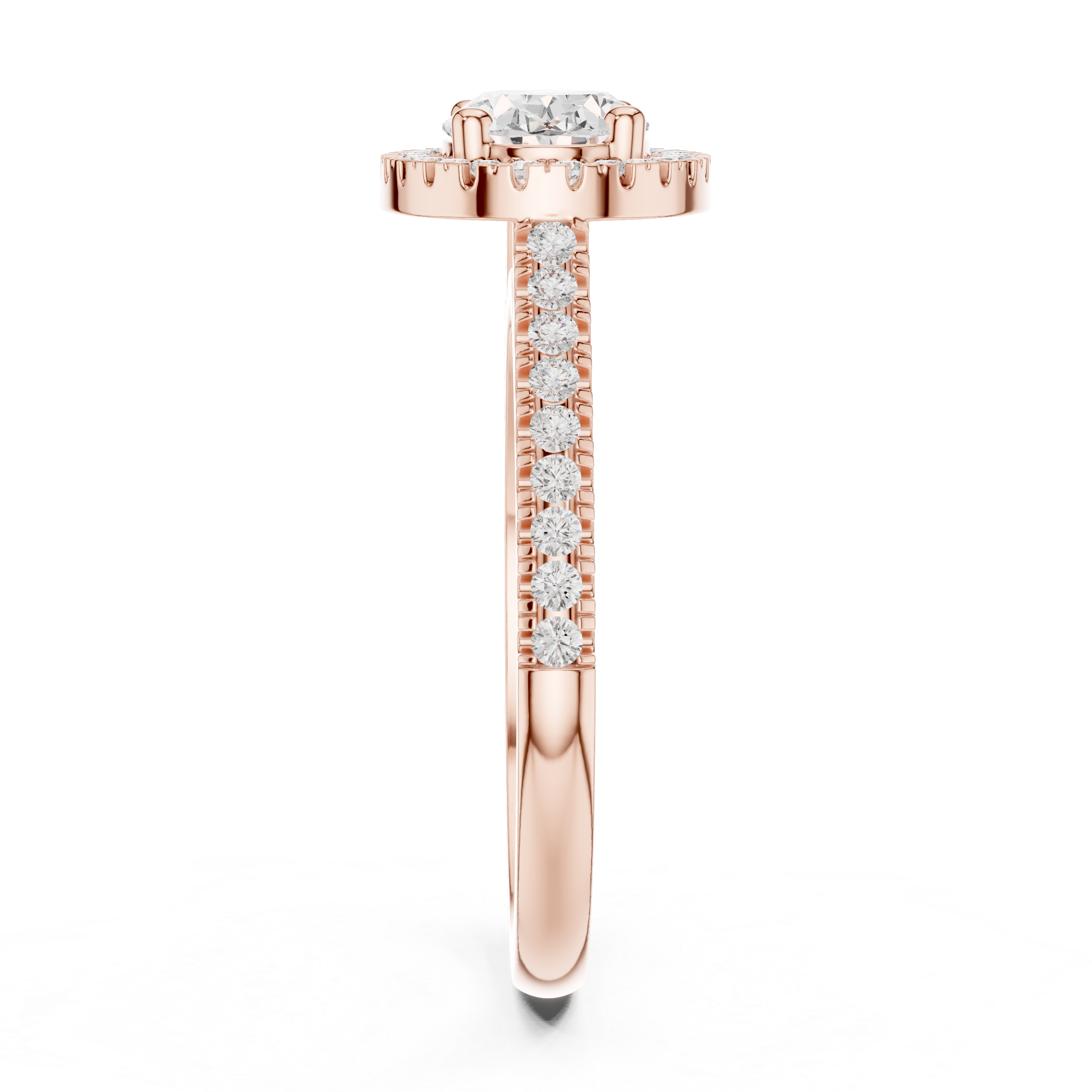 Oval-Cut Halo Pavé Engagement Ring