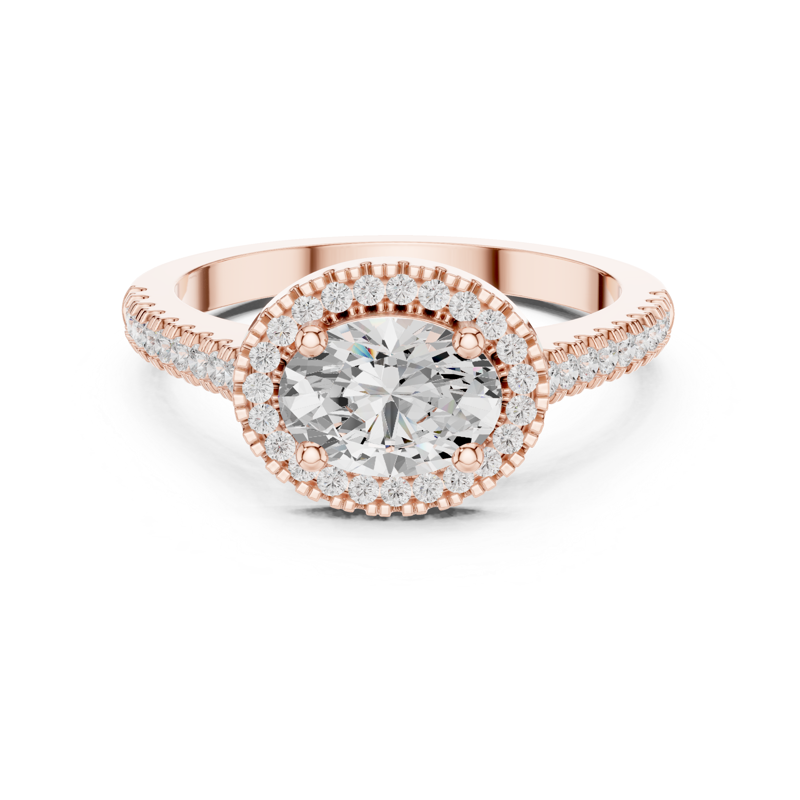 Oval-Cut Halo Pavé Engagement Ring