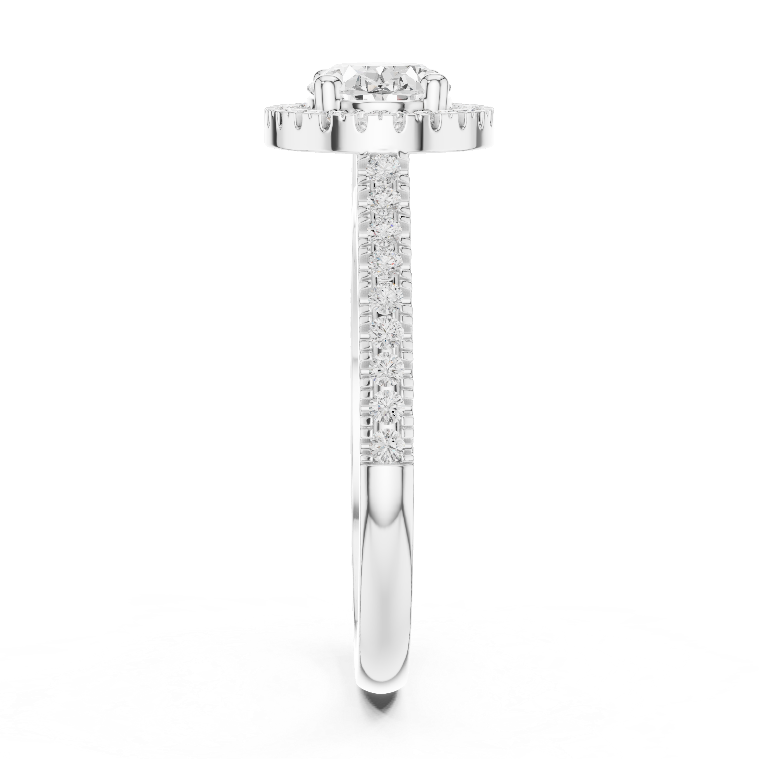 Oval-Cut Halo Pavé Engagement Ring