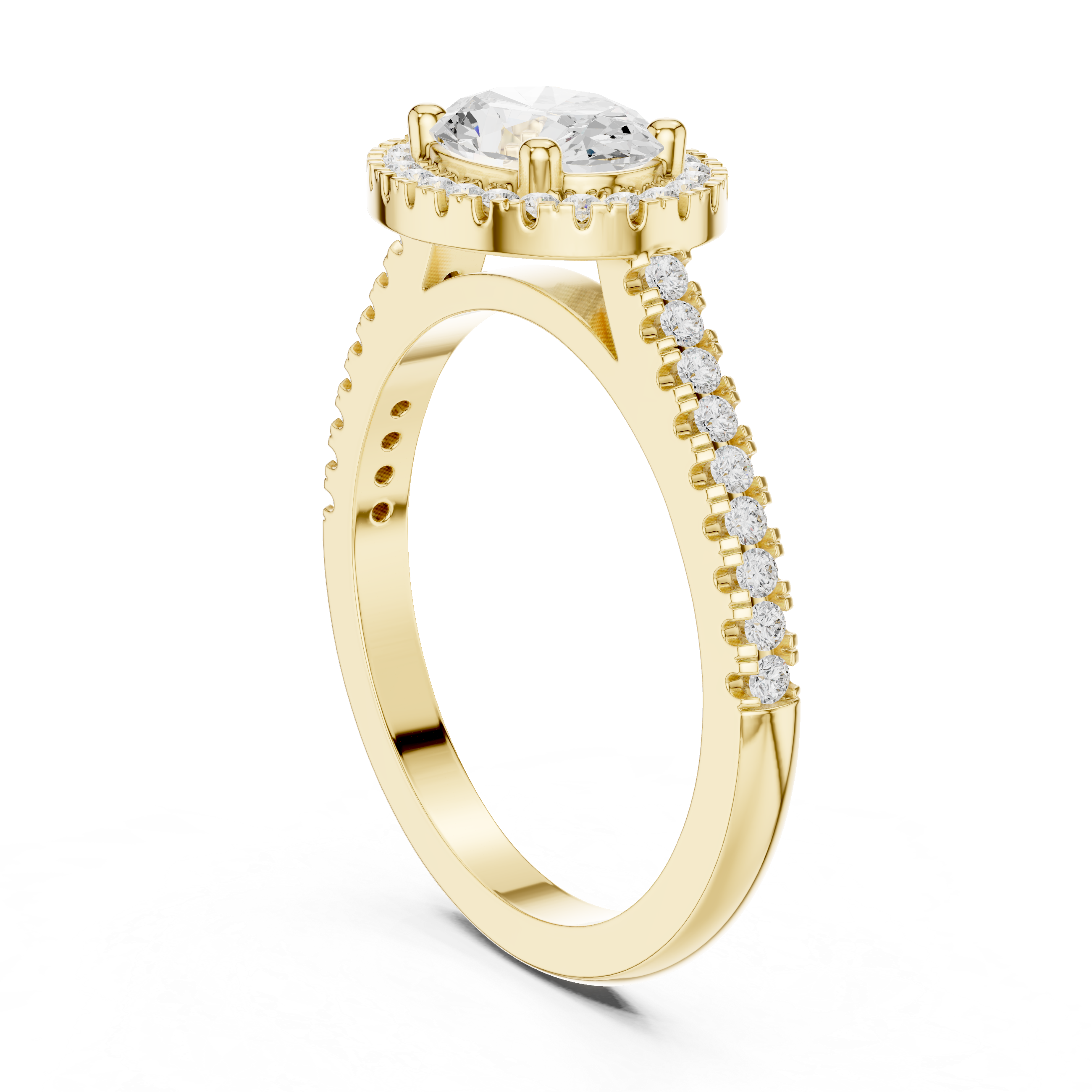 Oval-Cut Halo Pavé Engagement Ring