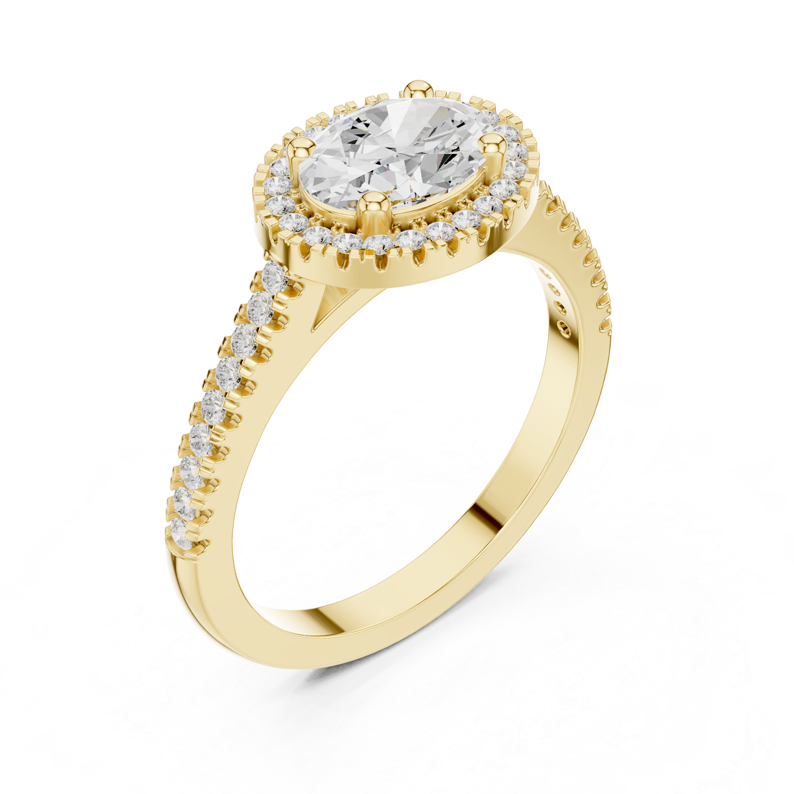 Oval-Cut Halo Pavé Engagement Ring