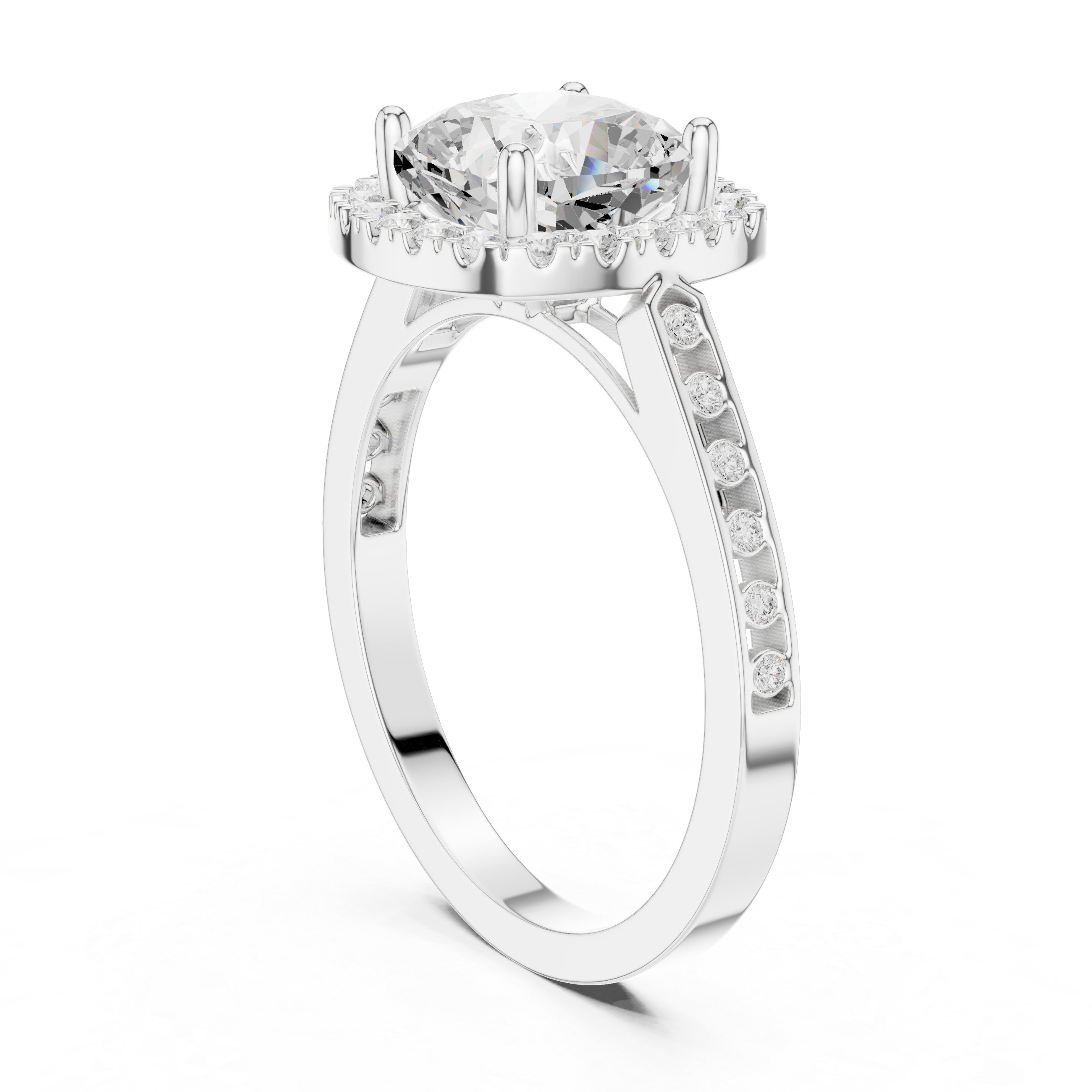 Cushion-Cut Diamond Halo Engagement Ring