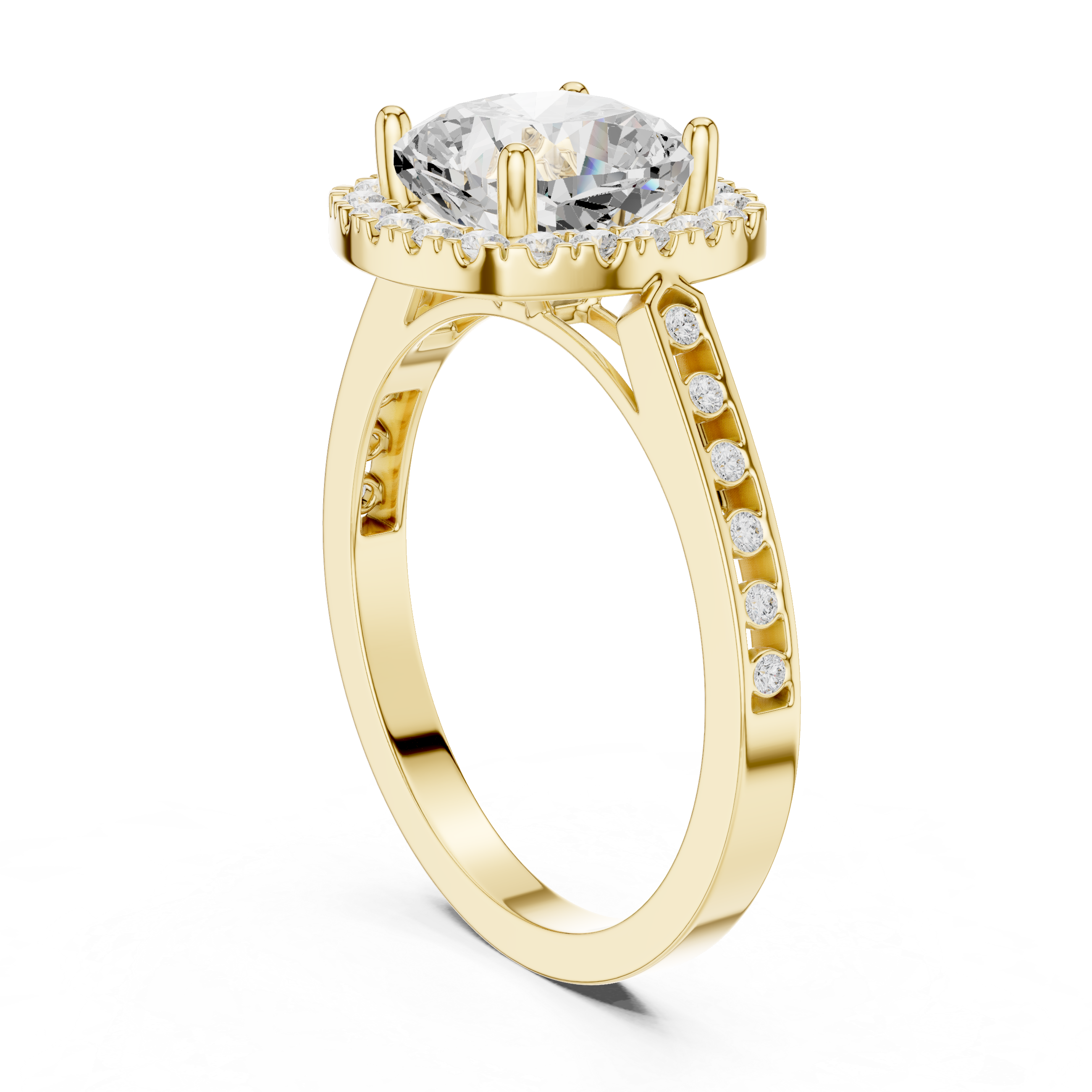 Cushion-Cut Diamond Halo Engagement Ring