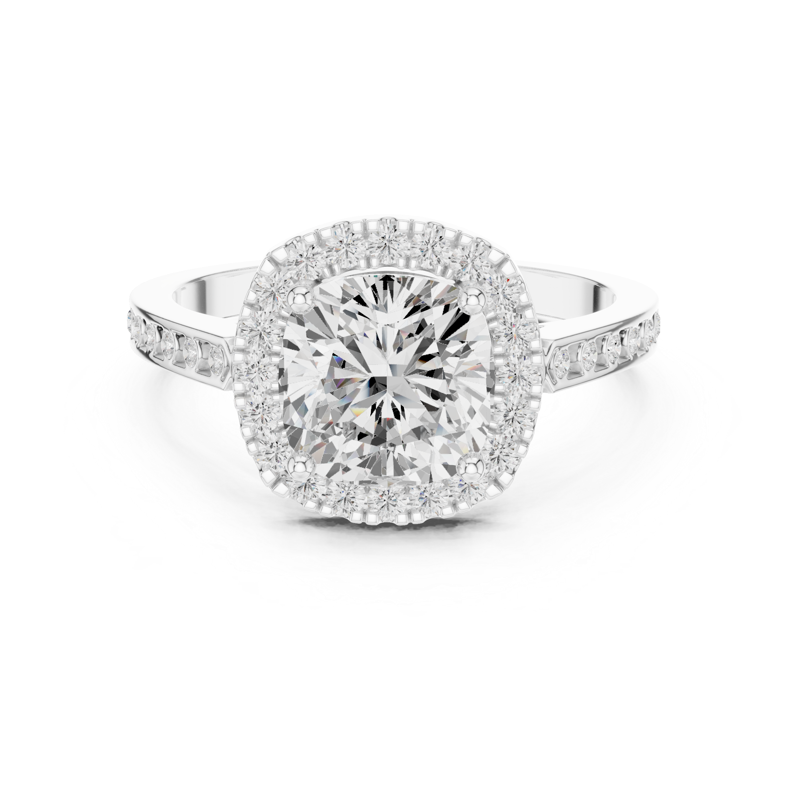 Cushion-Cut Diamond Halo Engagement Ring