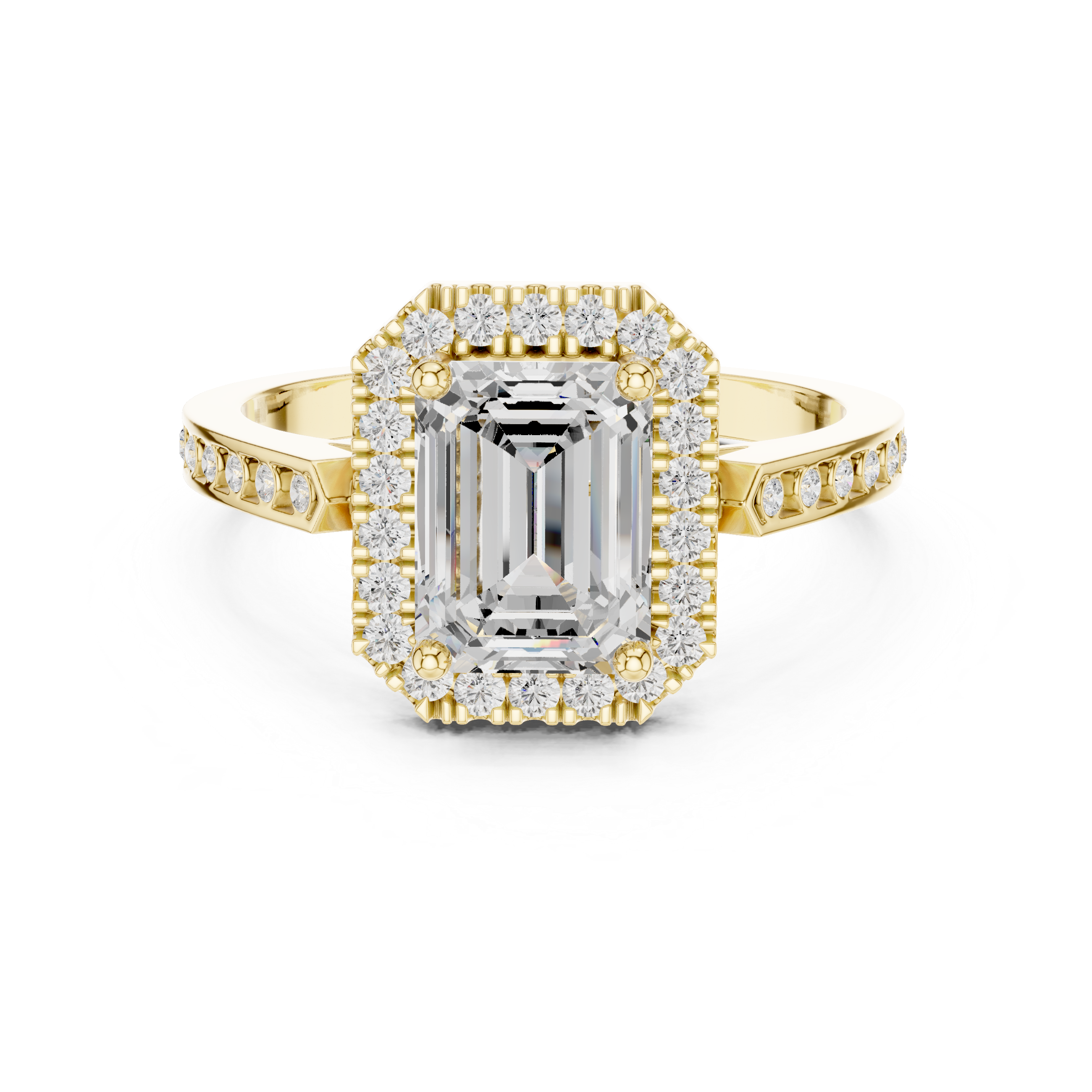 Emerald-Cut Diamond Halo Engagement Ring