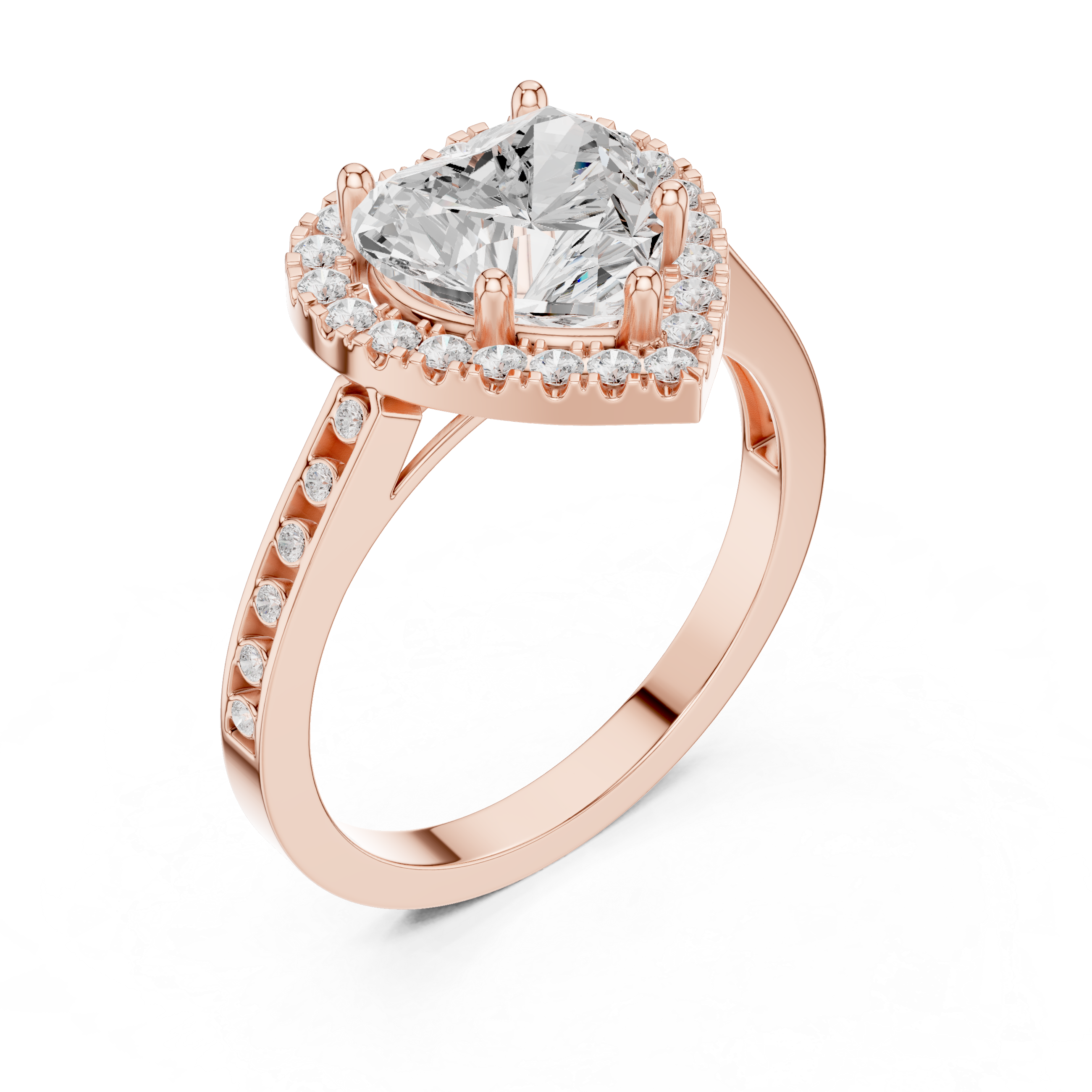 Heart-Cut Diamond Halo Engagement Ring