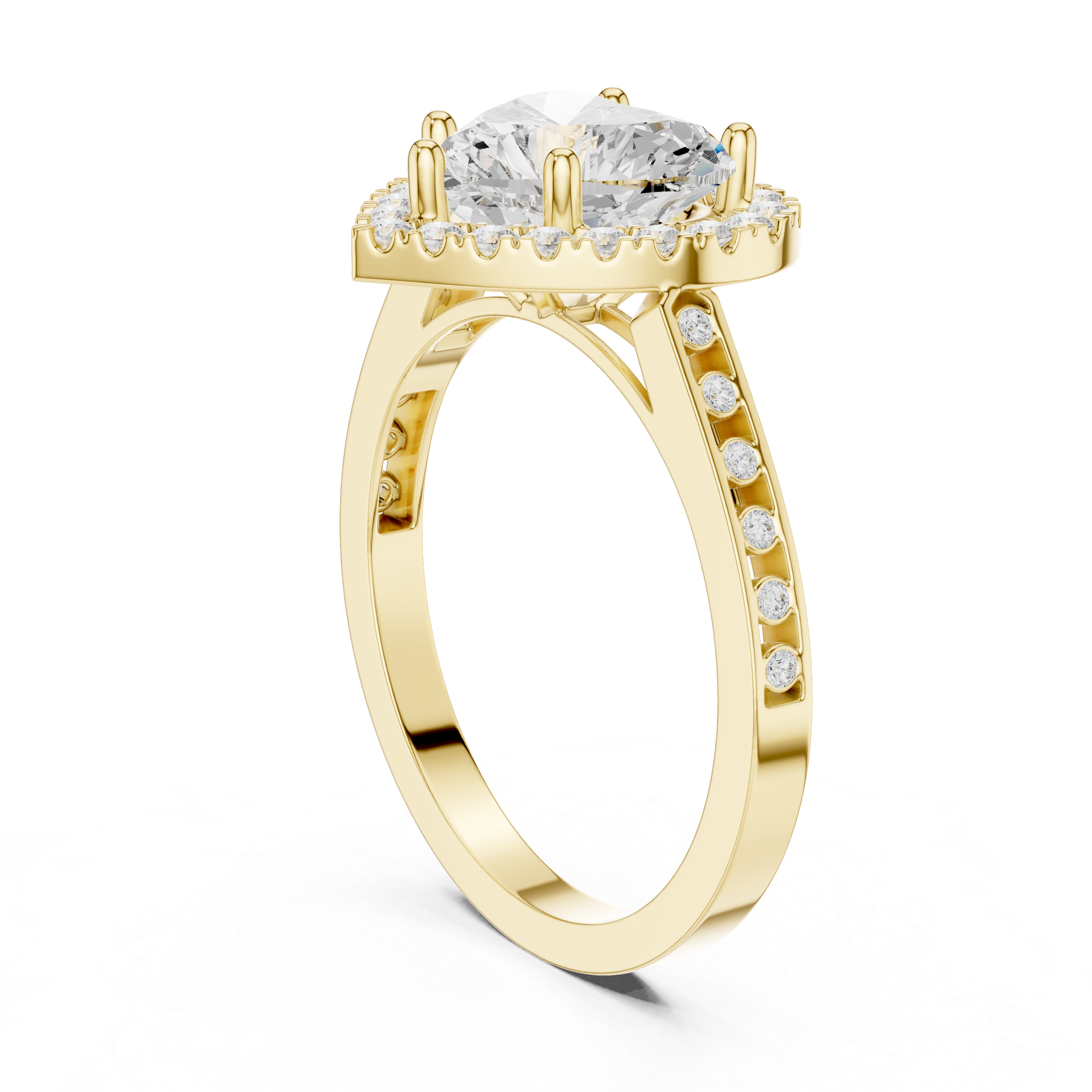 Heart-Cut Diamond Halo Engagement Ring