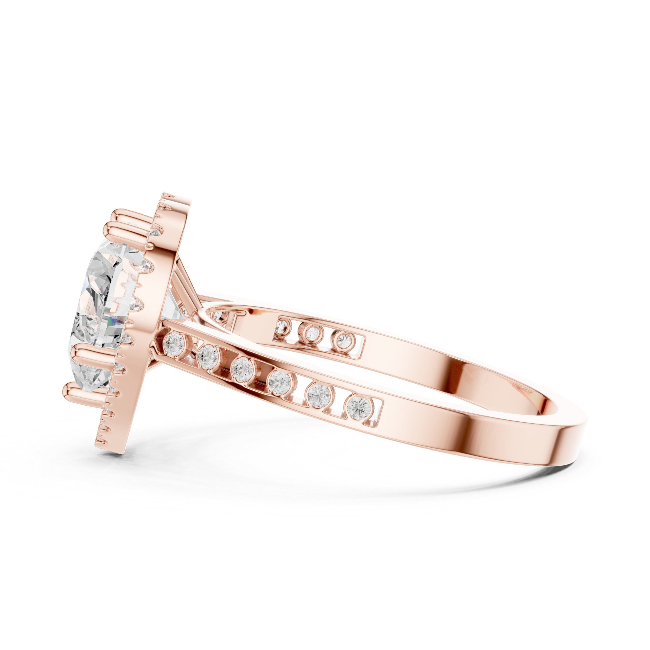 Heart-Cut Diamond Halo Engagement Ring