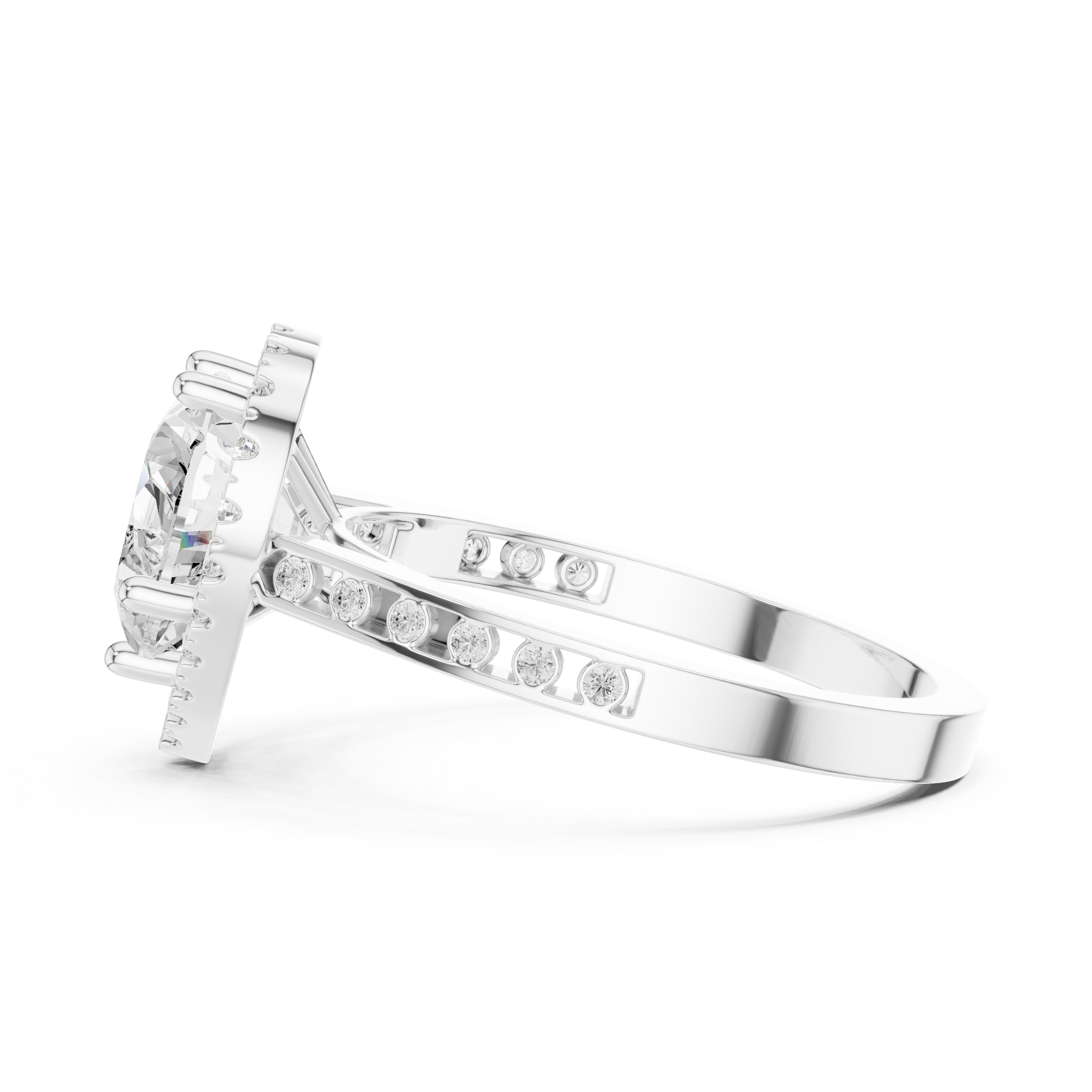 Heart-Cut Diamond Halo Engagement Ring