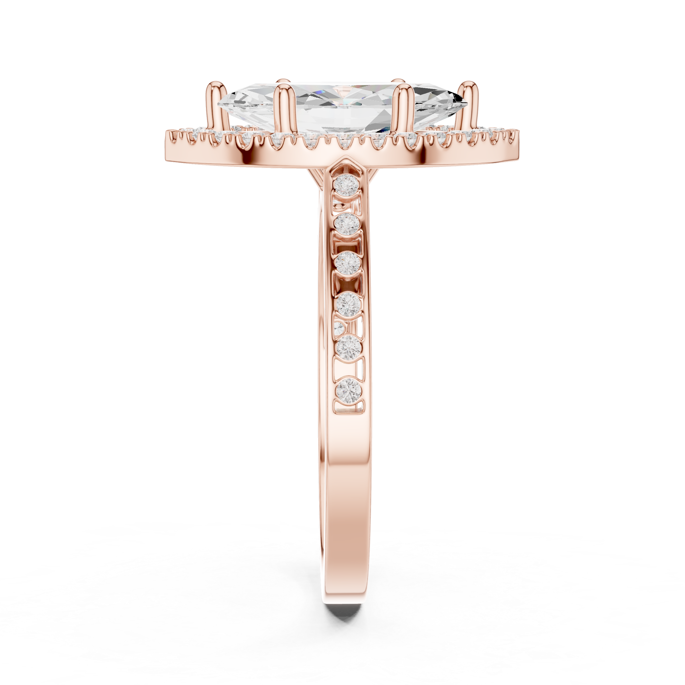 Marquise-Cut Diamond Halo Engagement Ring