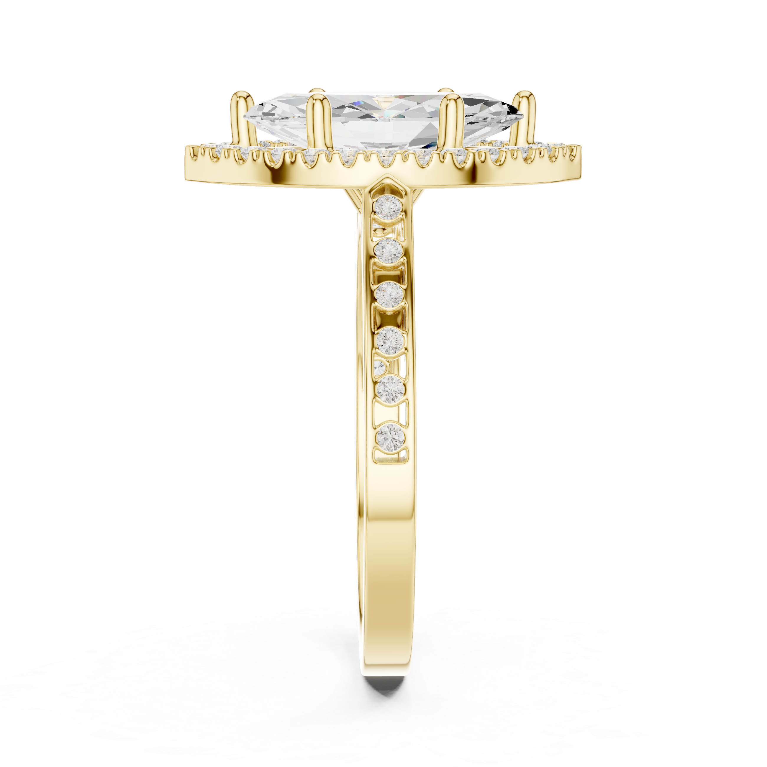 Marquise-Cut Diamond Halo Engagement Ring
