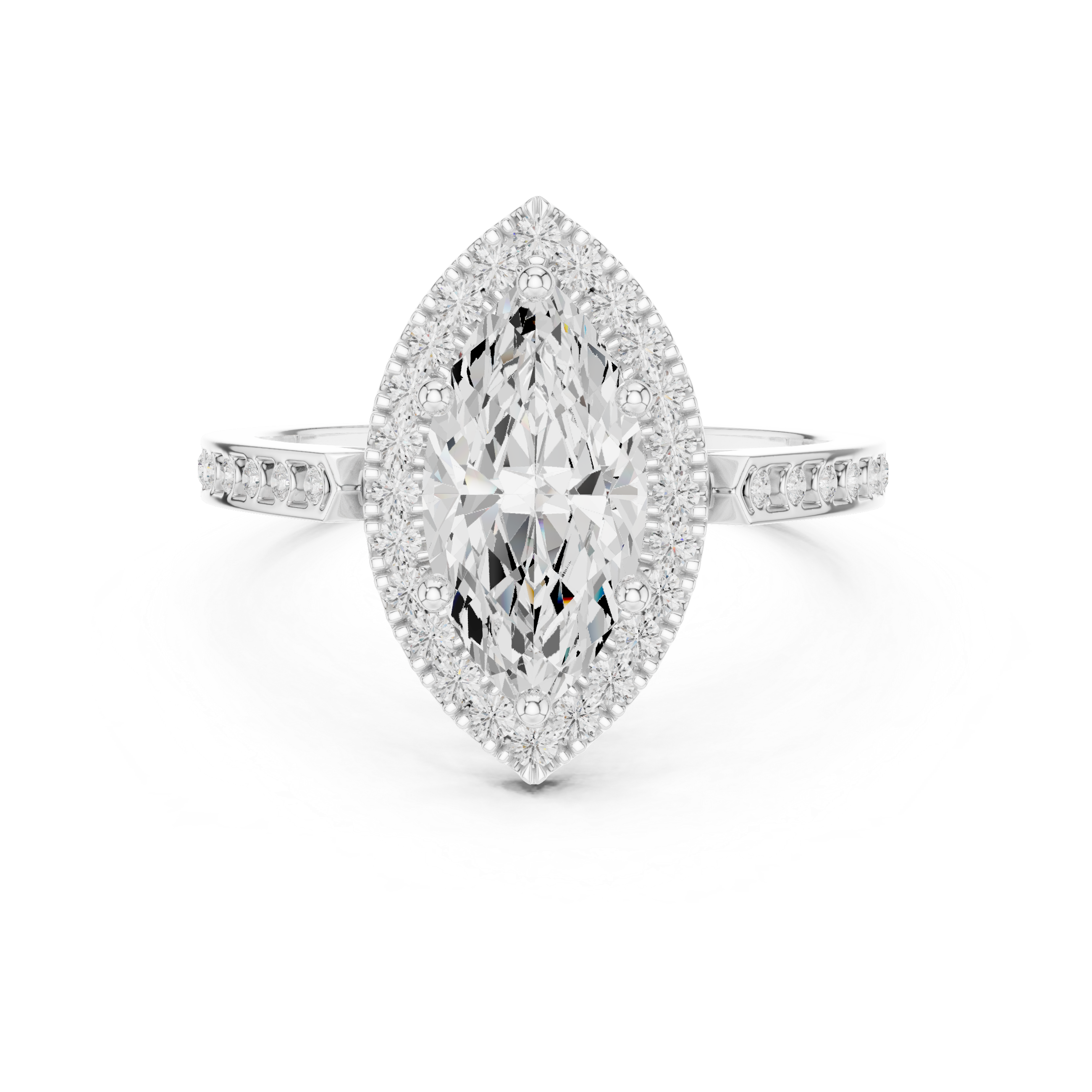 Marquise-Cut Diamond Halo Engagement Ring