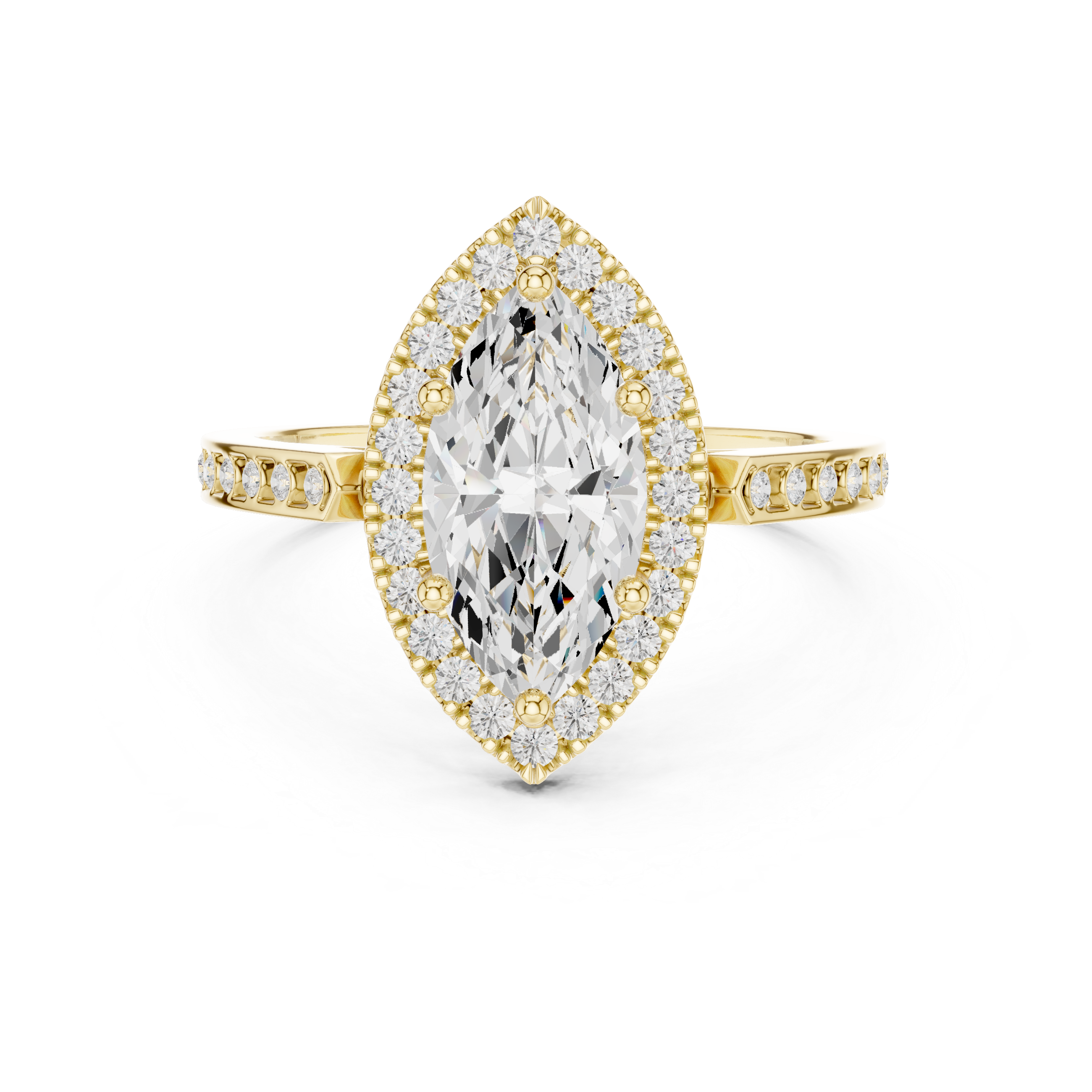 Marquise-Cut Diamond Halo Engagement Ring