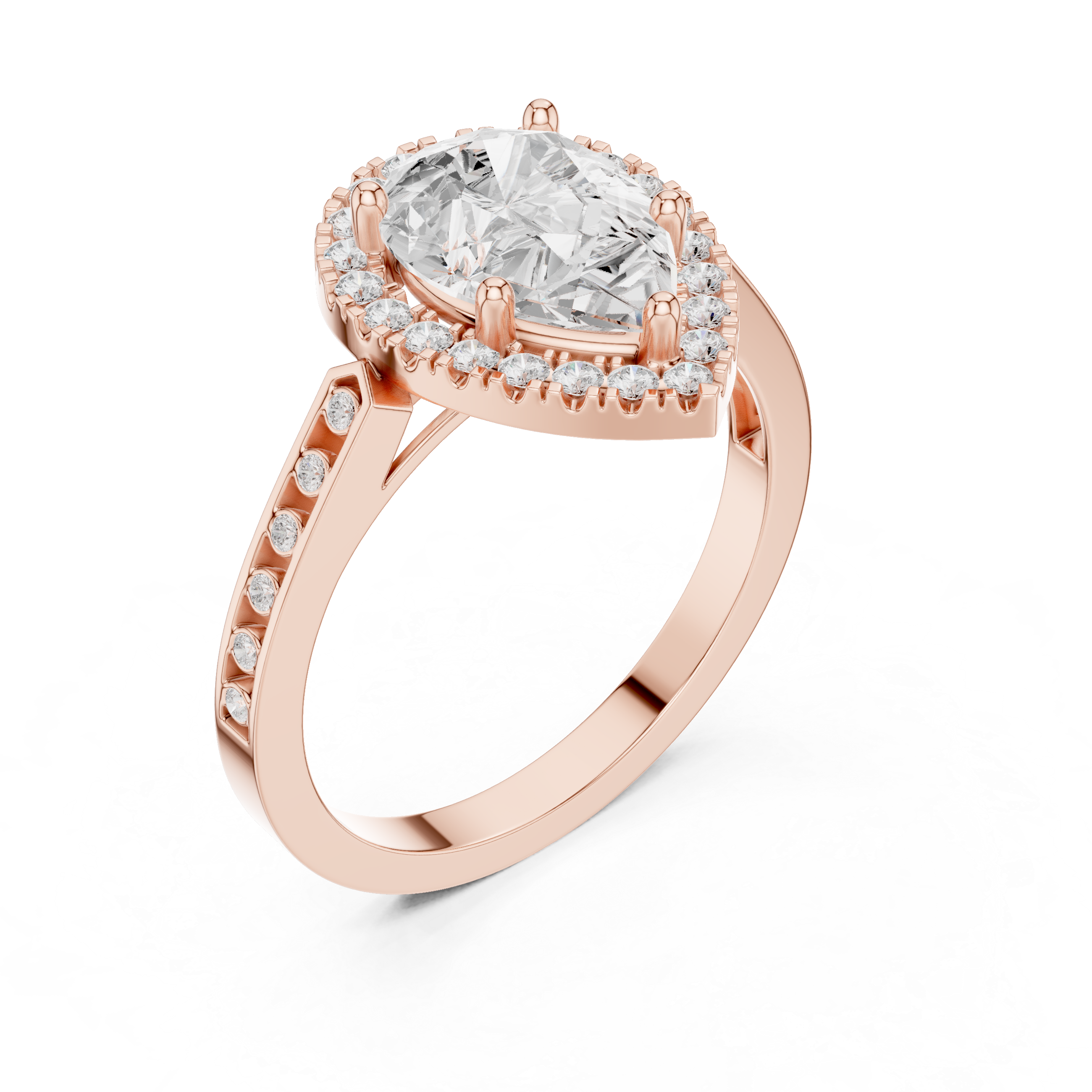 Pear-Cut Diamond Halo Engagement Ring