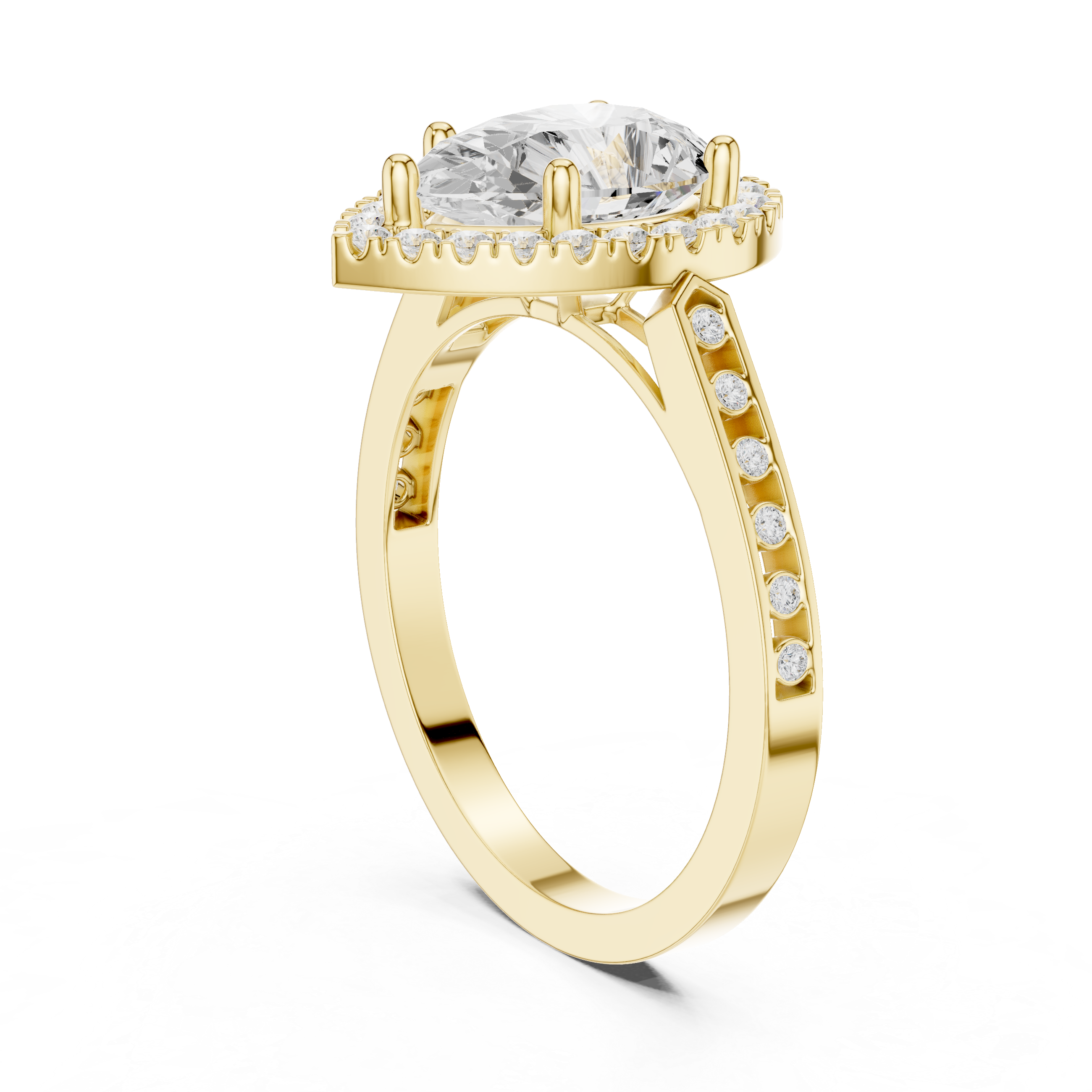 Pear-Cut Diamond Halo Engagement Ring